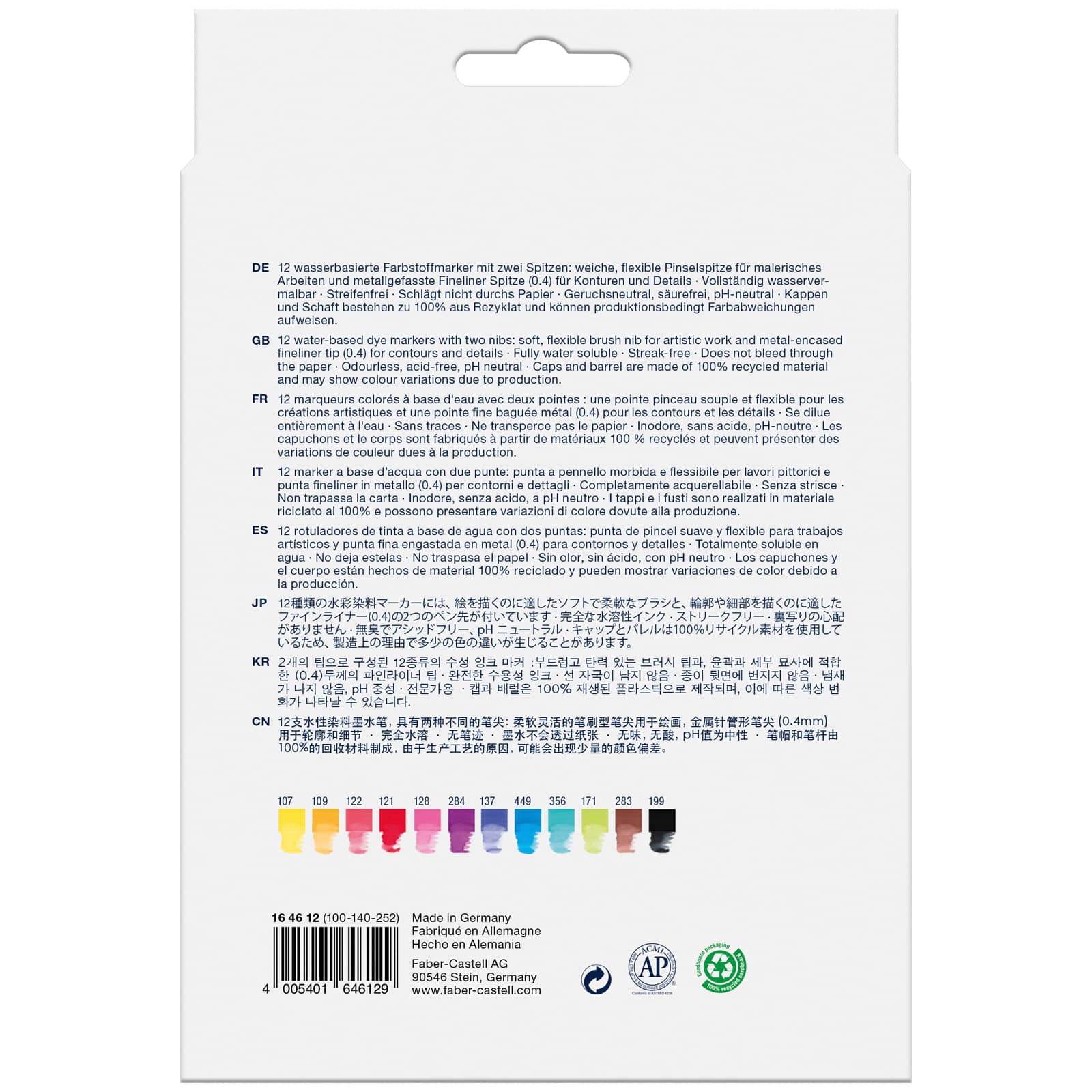 Faber-Castell Goldfaber Aqua 12 Color Dual Ended Watercolor Marker Set