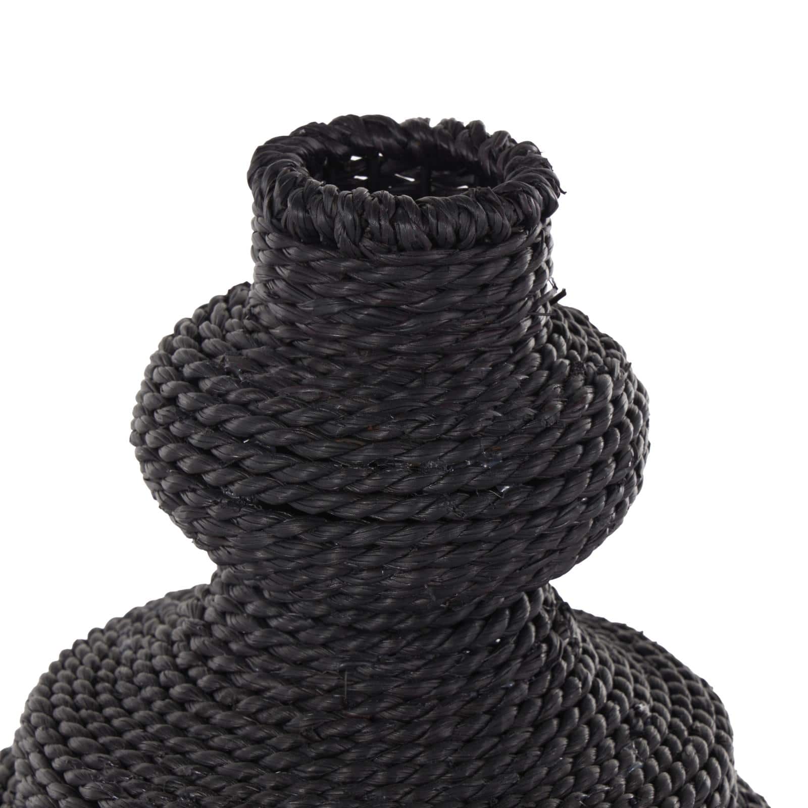14" Black Seagrass Handmade Woven Bubble Decorative Vase with Abstract Bubble Shape