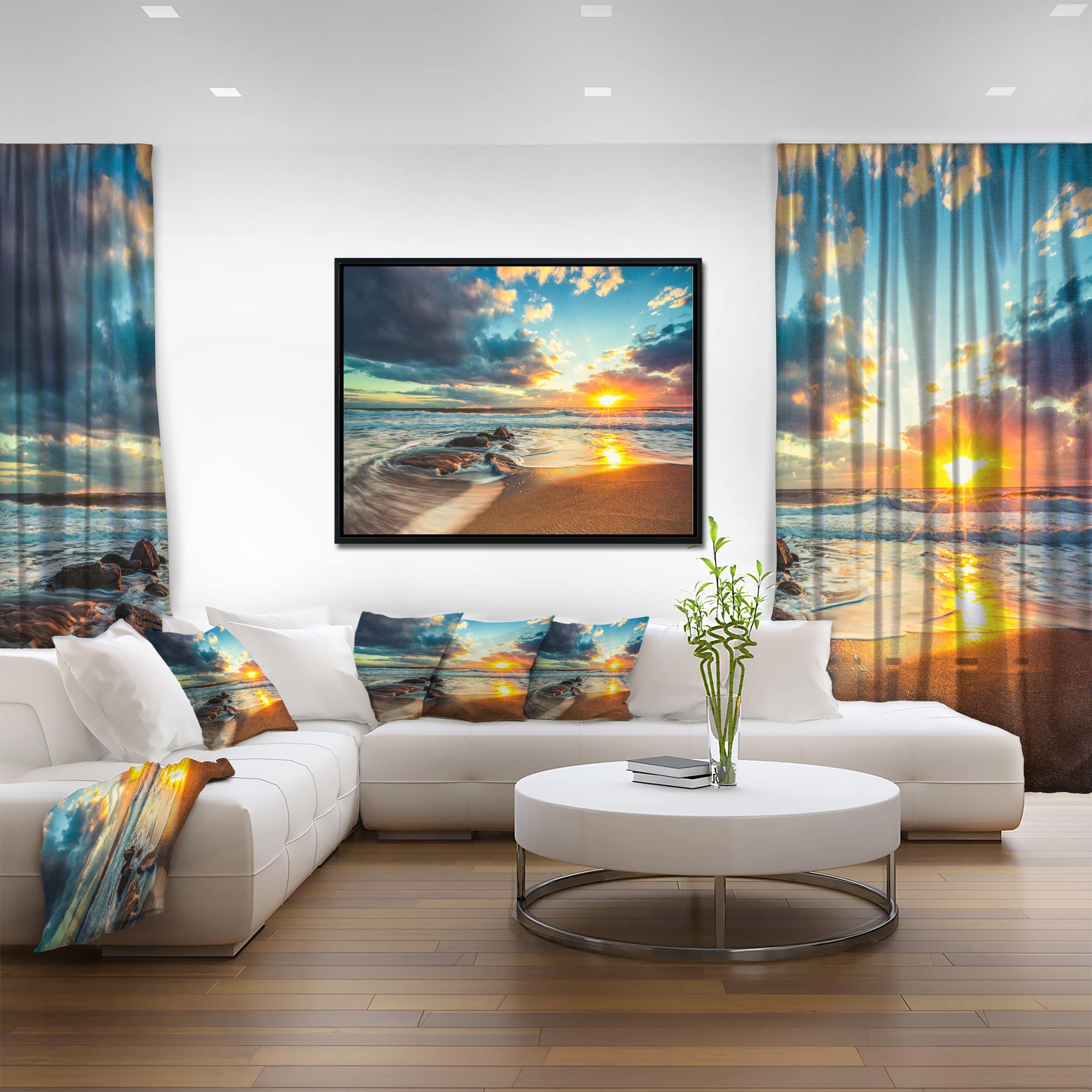 Designart - Beautiful Cloudscape over the Sea - Modern Beach Framed Canvas Art Print