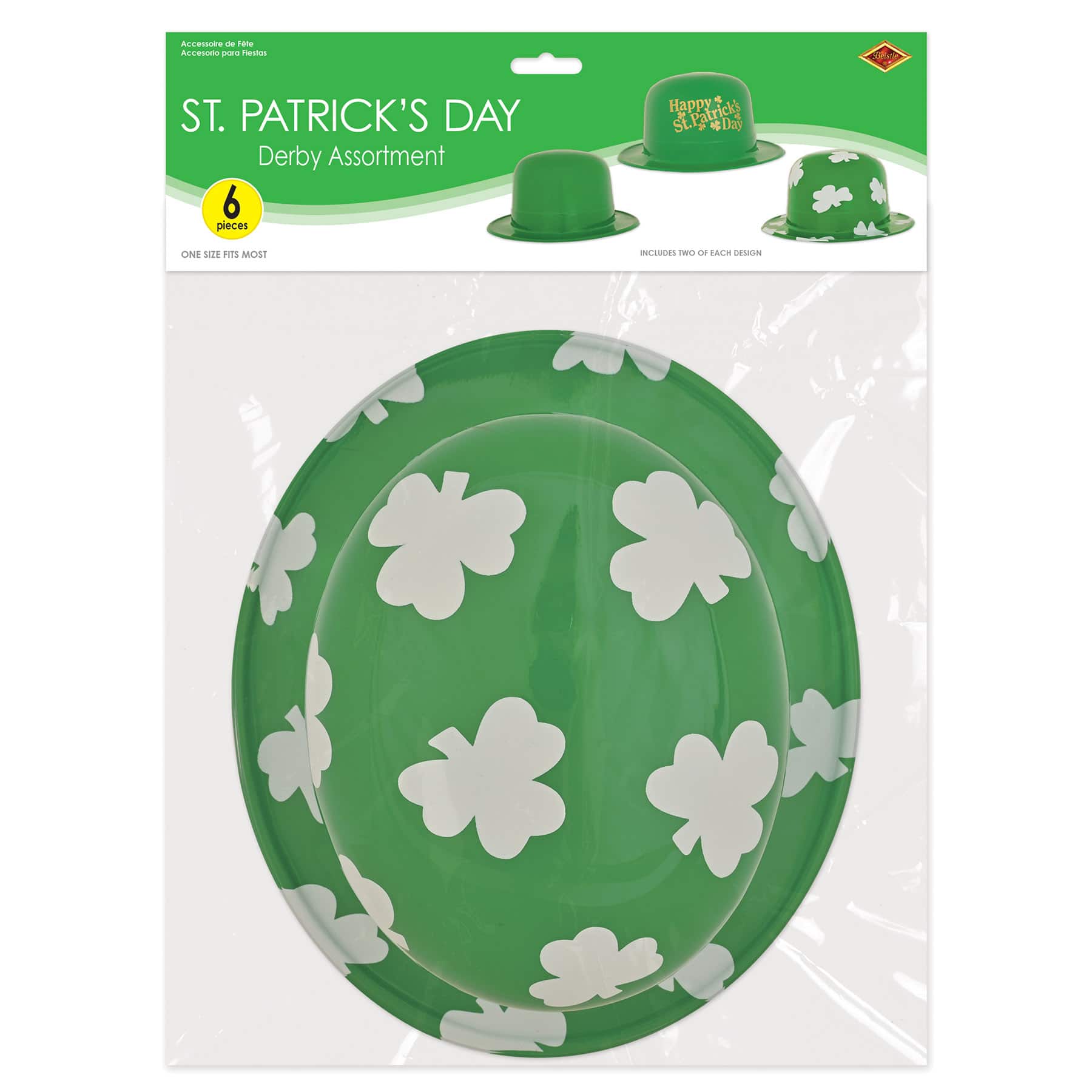 Beistle Green St Patrick's Plastic Derby Hats, 6ct.