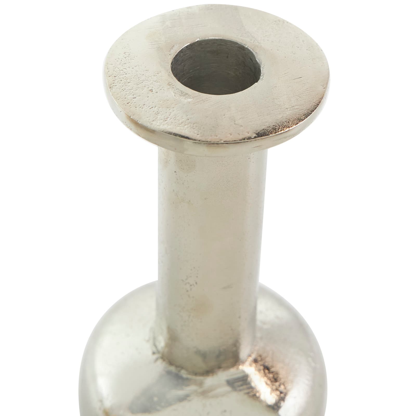 Silver Aluminum Taper Candle Holder with Rounded Bases Set