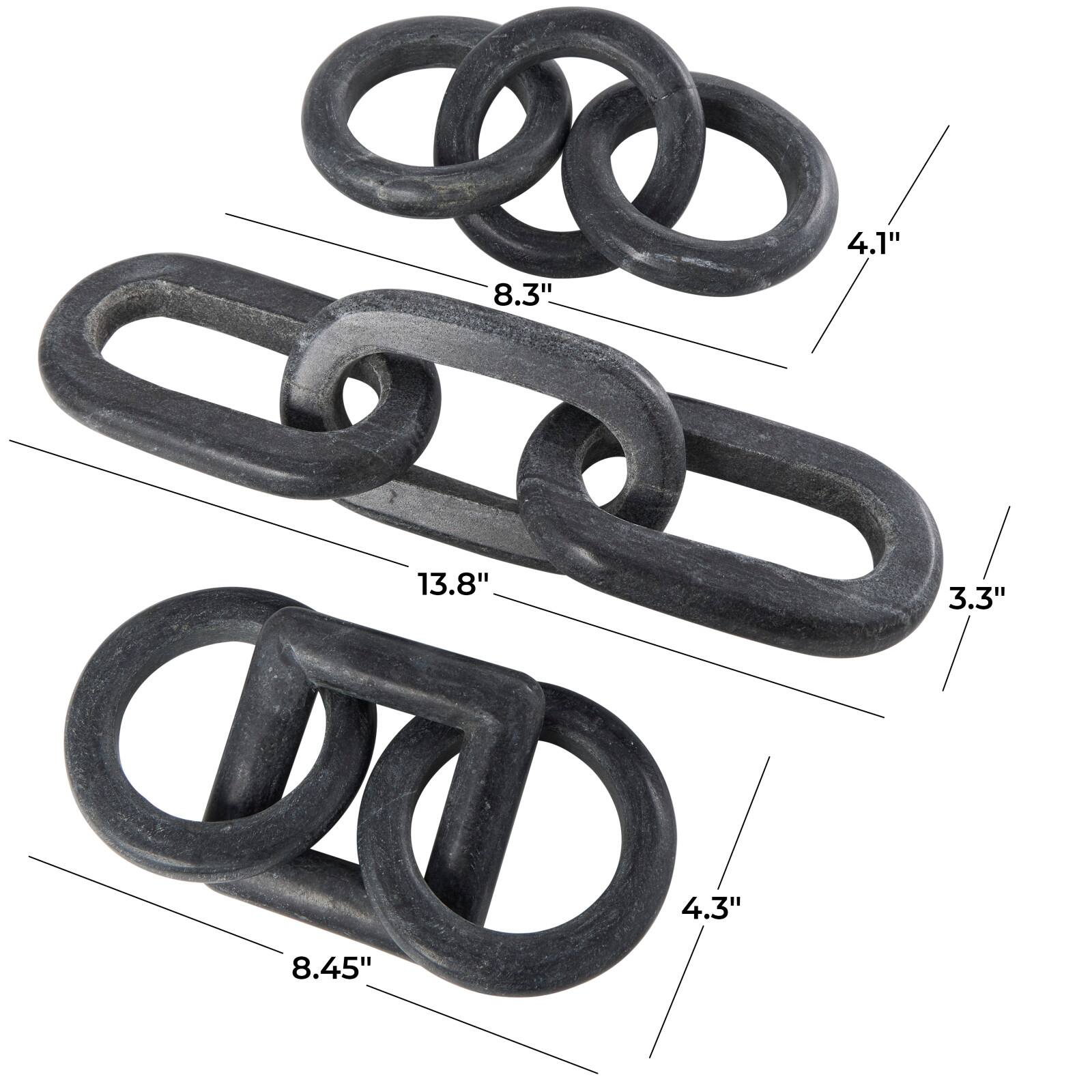 Interlocking Modern Chain Link Marble Sculpture Set