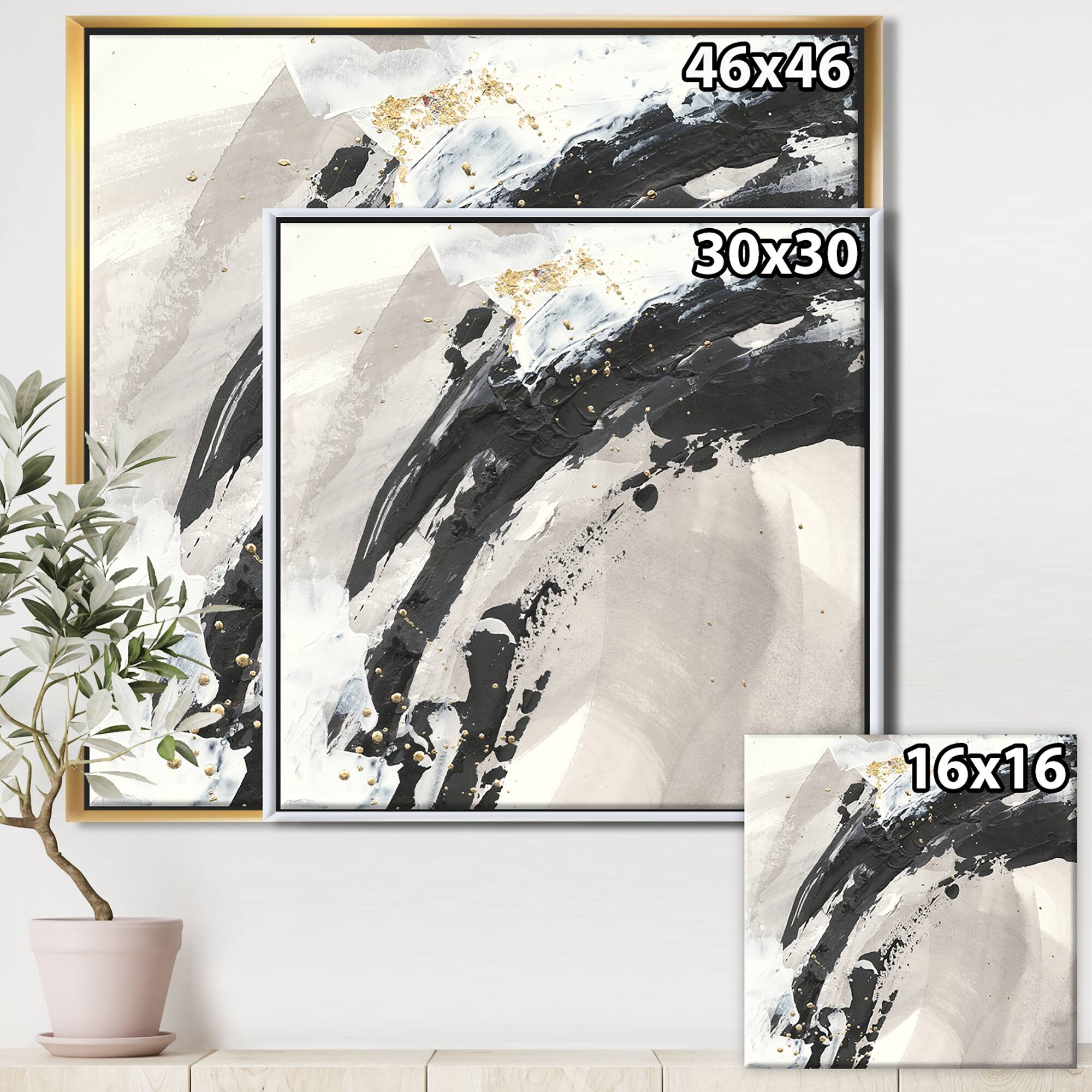 Designart - Glam Painted Arcs IV - Transitional Framed Canvas