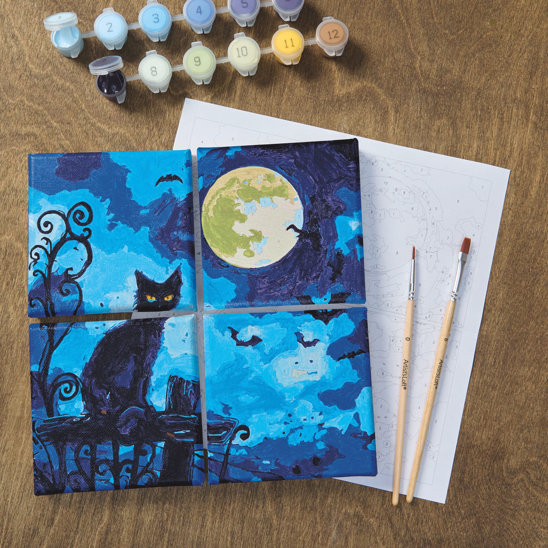 Black Cat & Moon Paint-by-Number Gallery Mini Kit by Artist's Loft®