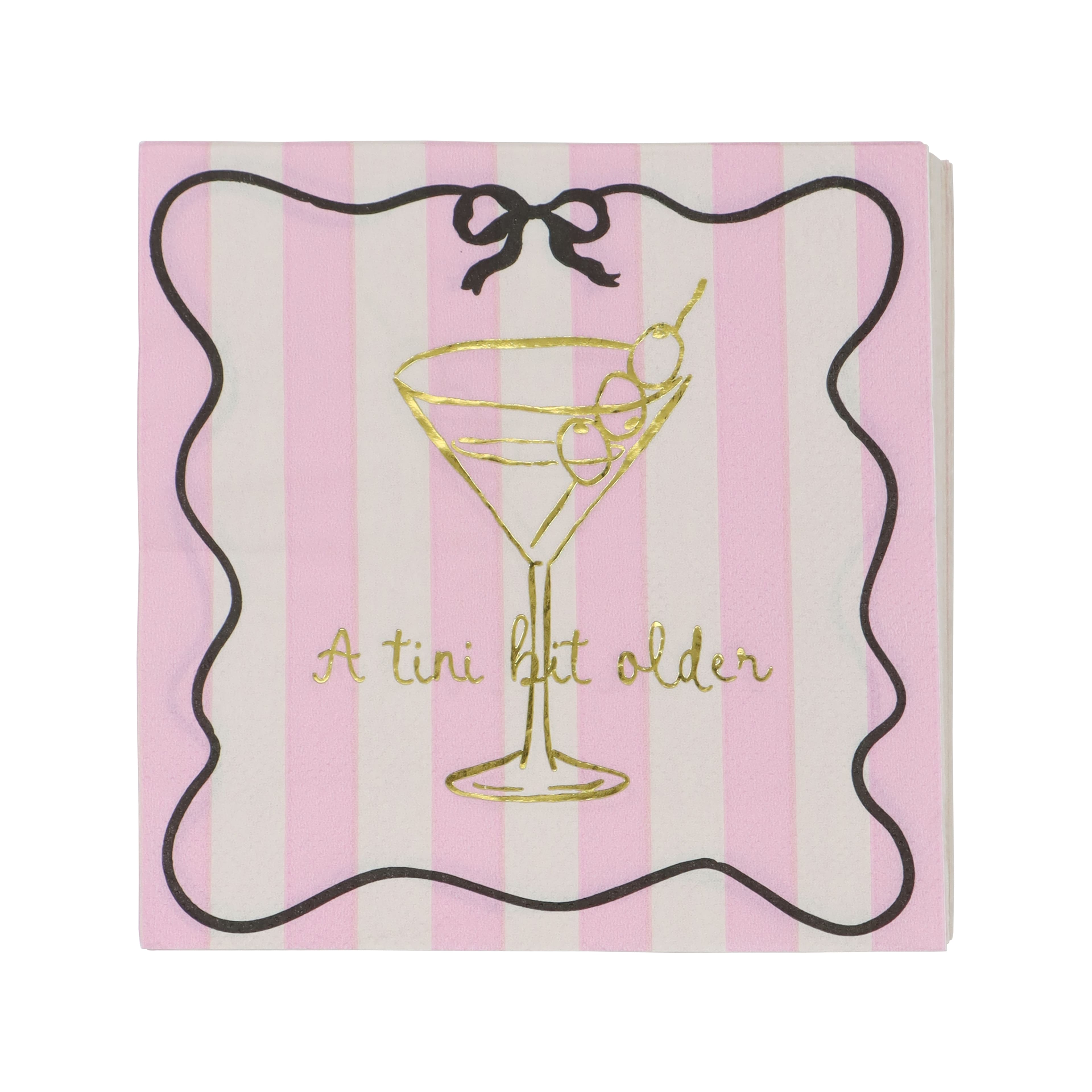 24 Packs: 20 ct. (480 total) Pink Stripes Tini Bit Older Paper Beverage Napkins by Celebrate It™