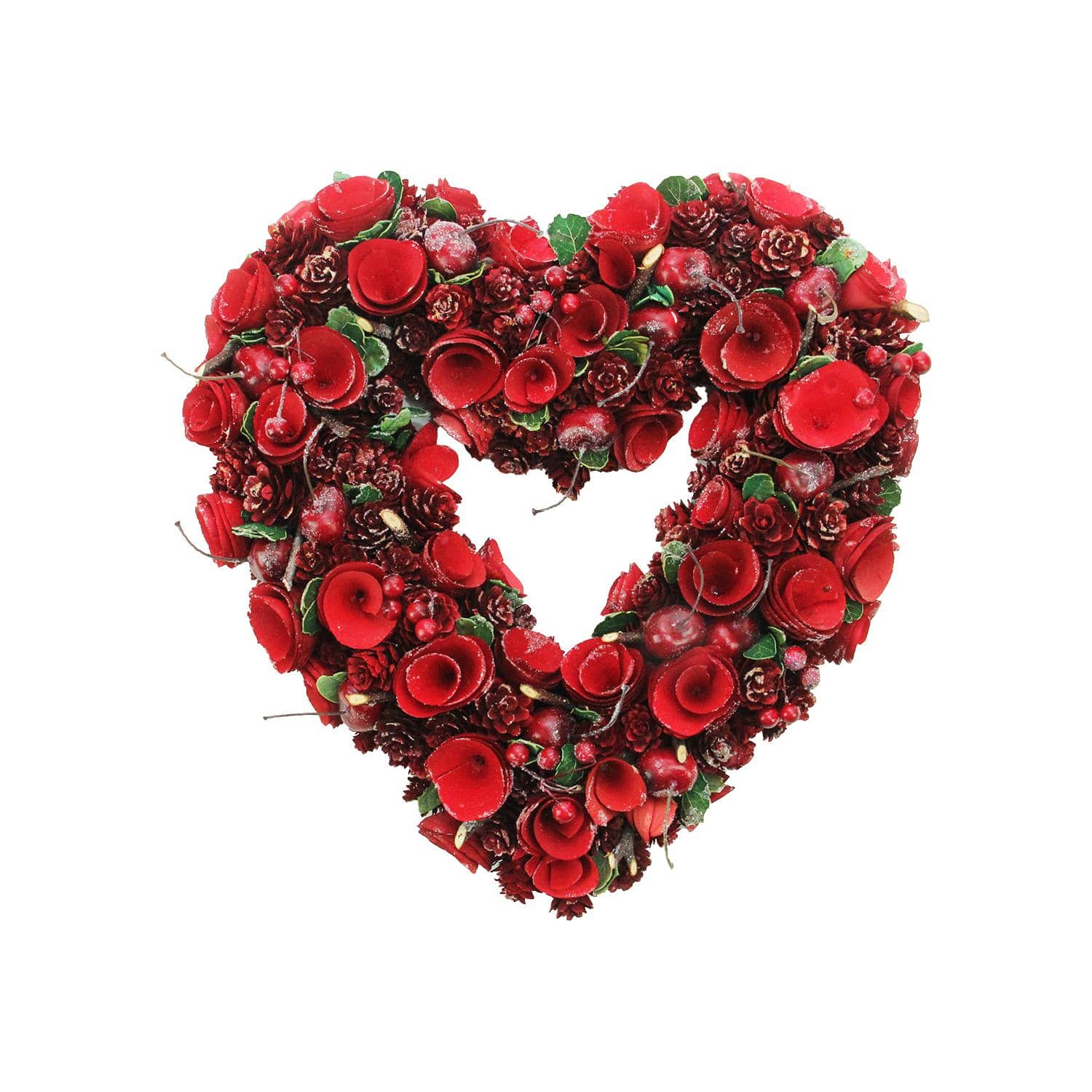 13.5" Rose, Pinecone & Cherry Valentine's Day Wreath