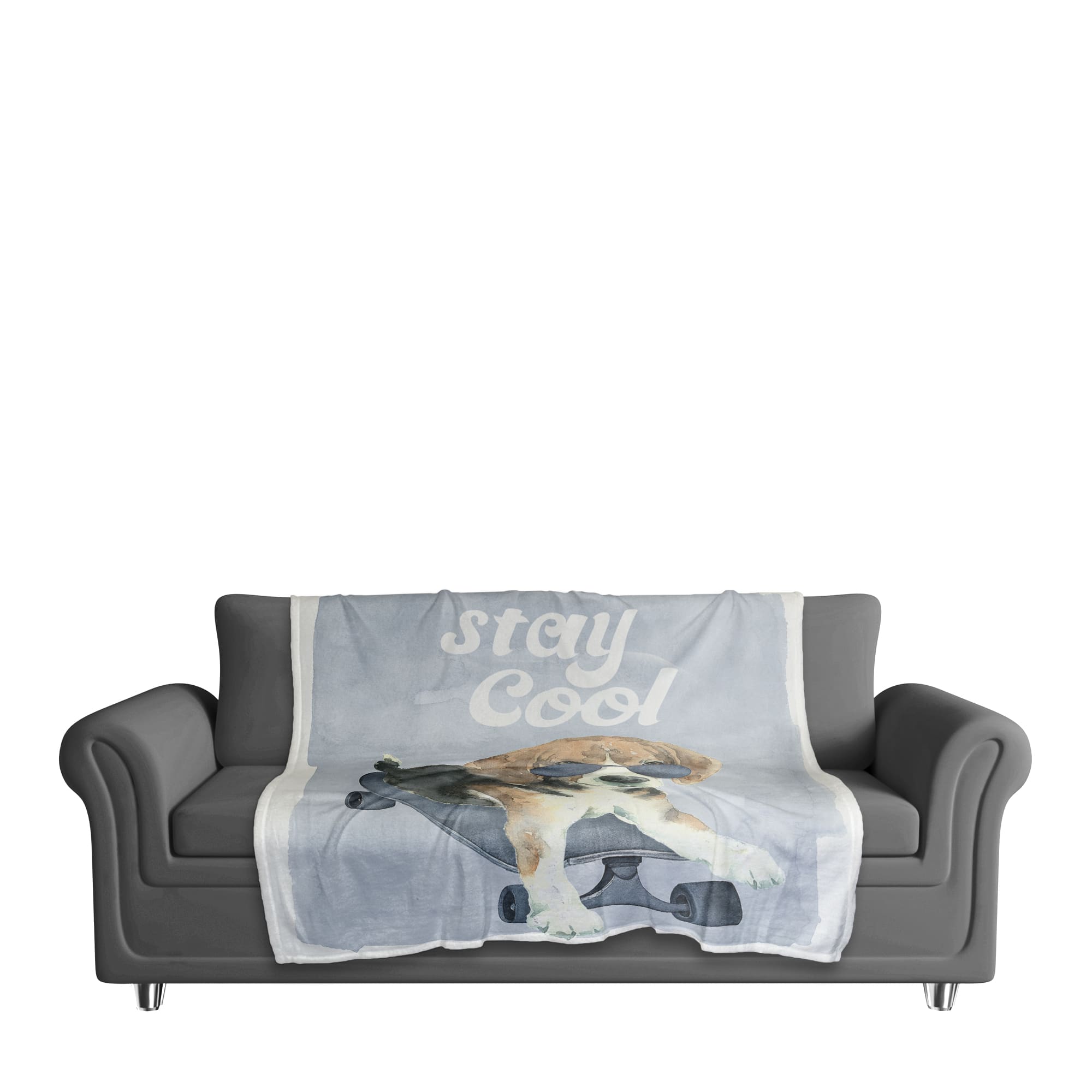 Stay Cool Dog On Skateboard 50" x 60" Coral Fleece Blanket