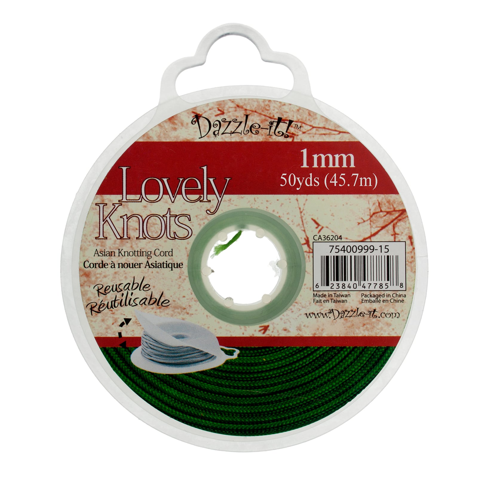 John Bead Lovely Knots 1mm Asian Knotting Cord with Bobbin, 50yd.