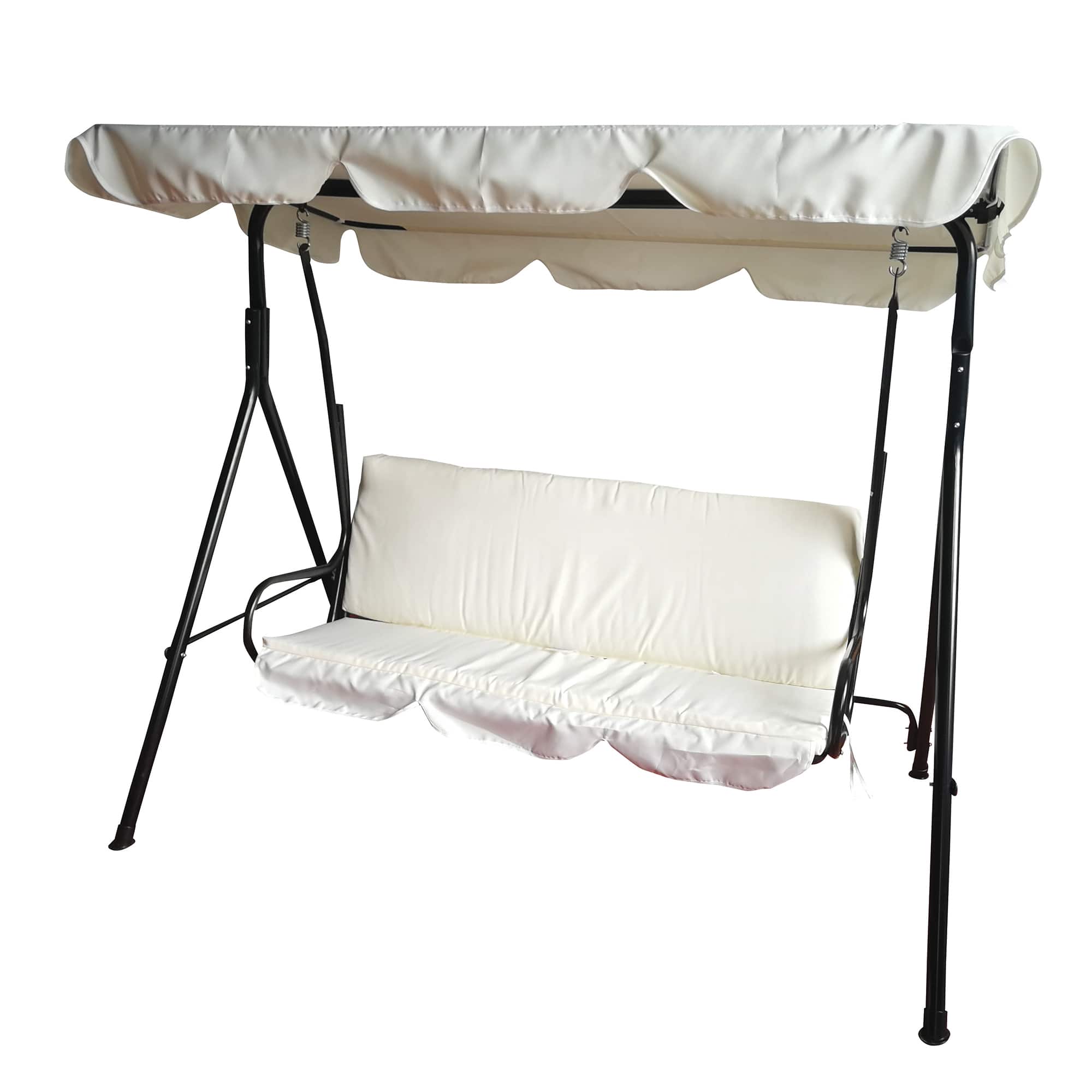 3-Seater Outdoor Patio Swing With Adjustable Canopy By Northlight in Cream | 60" x 70" x 44" | Michaels®