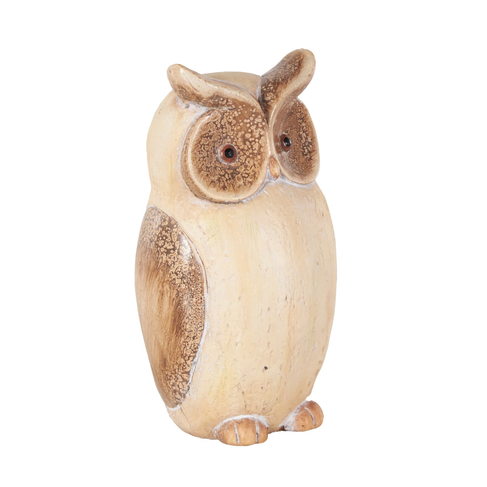 14.75" Cream & Brown MGO Owl Garden Sculpture