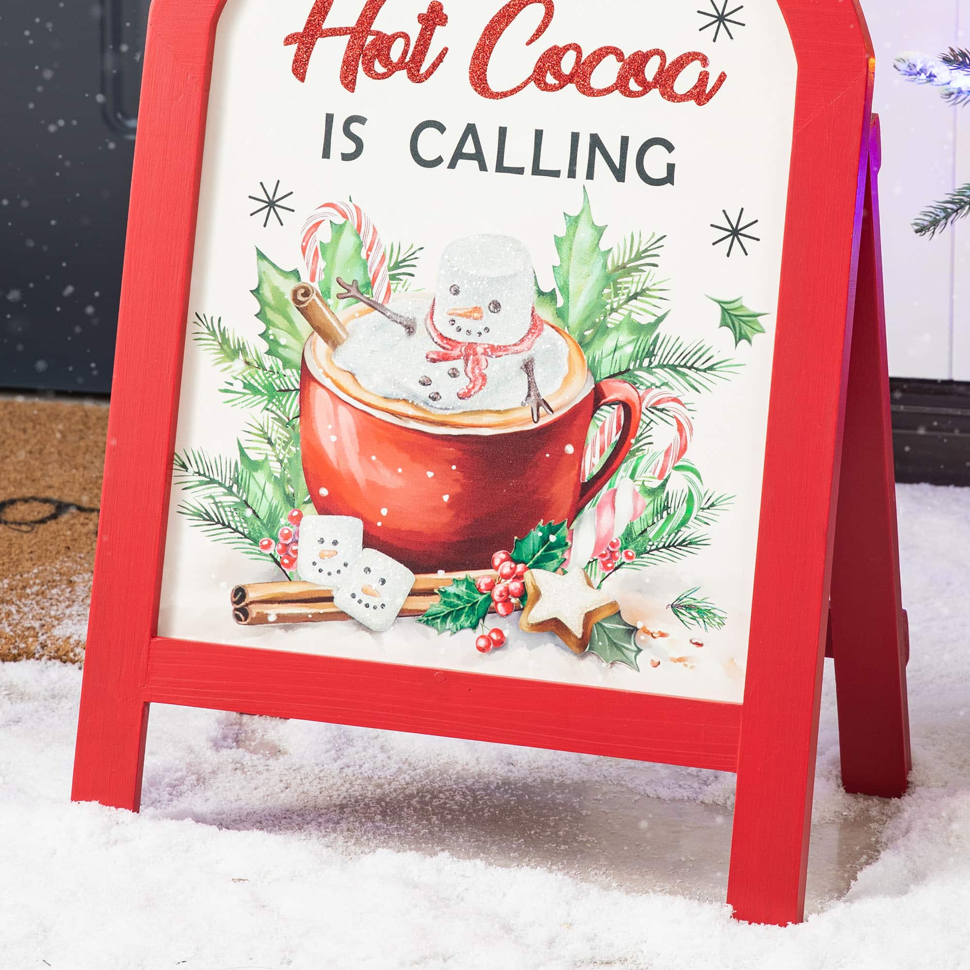 Glitzhome® 2ft. Wooden Peppermint Easel Porch Décor