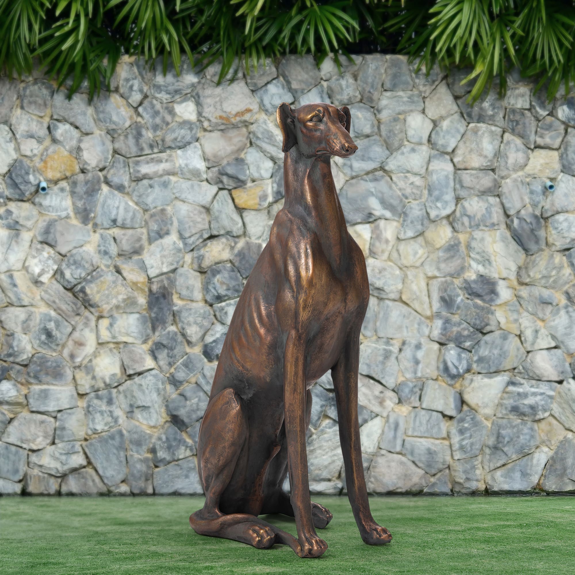 Glitzhome® 30" Sitting Right Greyhound Dog Statue