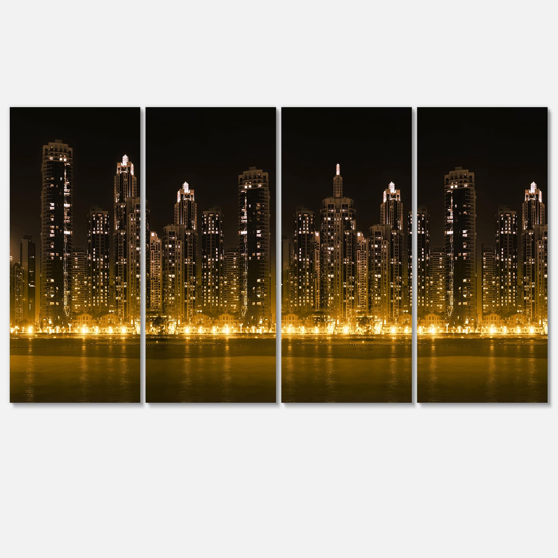 Designart - Modern City with Illuminated Skyscrapers - Cityscape Canvas Print