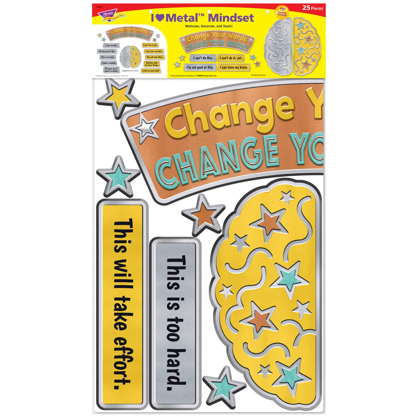 Trend Enterprises® I Heart Metal Mindset Bulletin Board Set