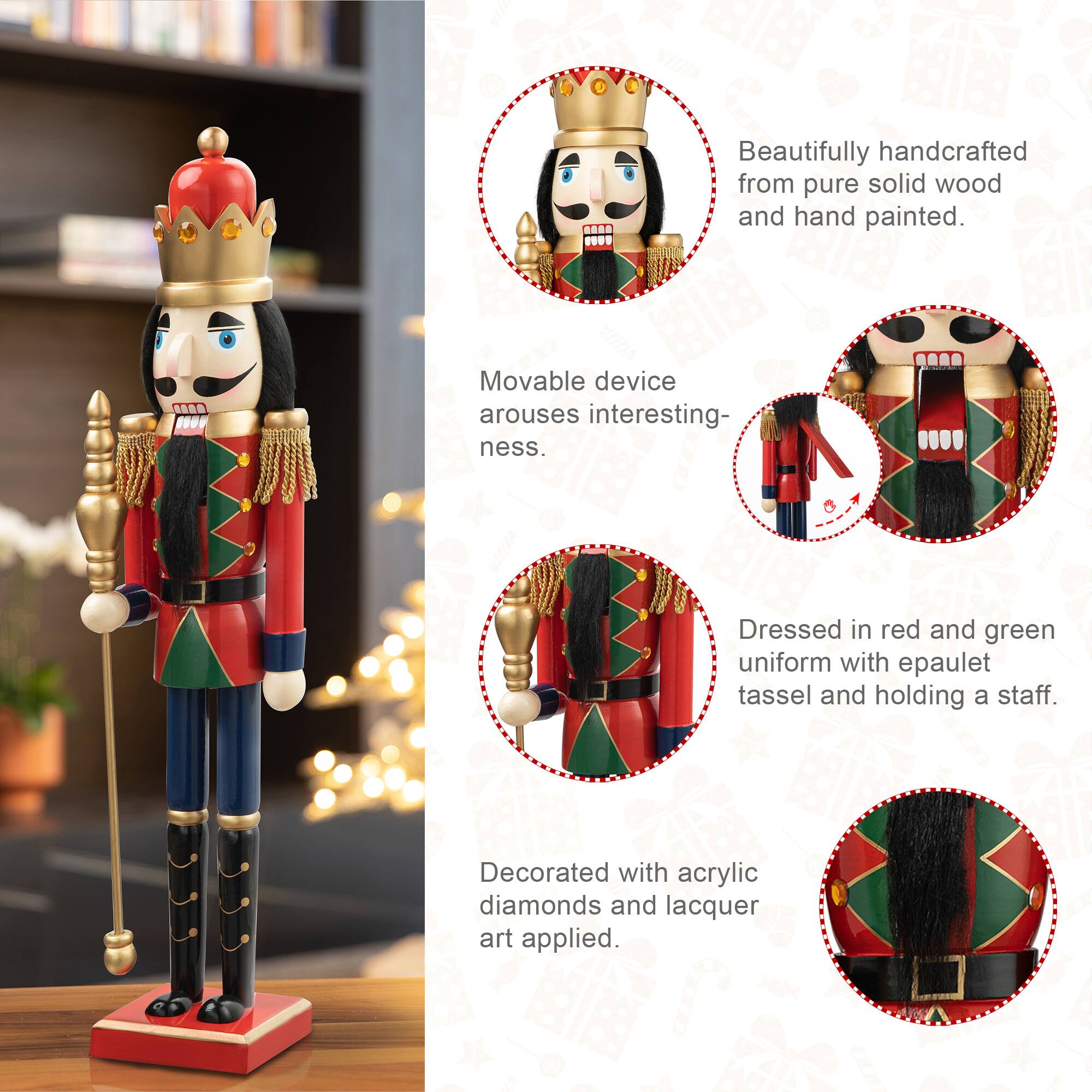 Glitzhome® 24" Wooden Christmas King Nutcracker