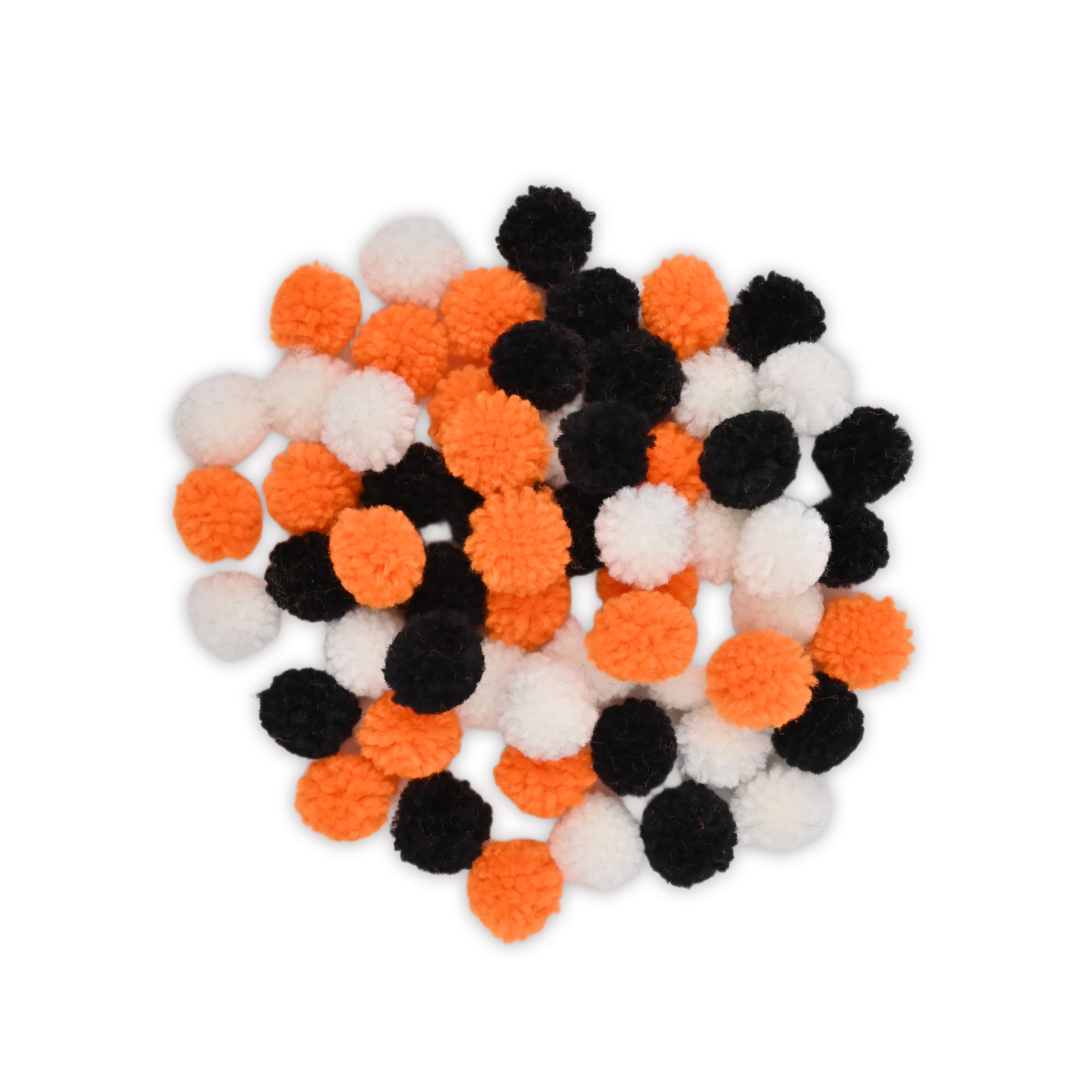 Orange, Black & White Yarn Pom Poms, 60ct. by Creatology™