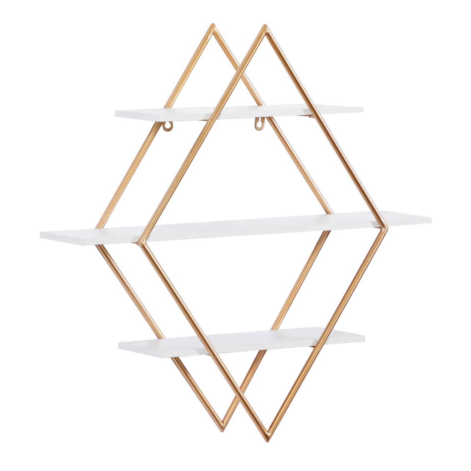 20" Gold Wood Glam Wall Shelf Set