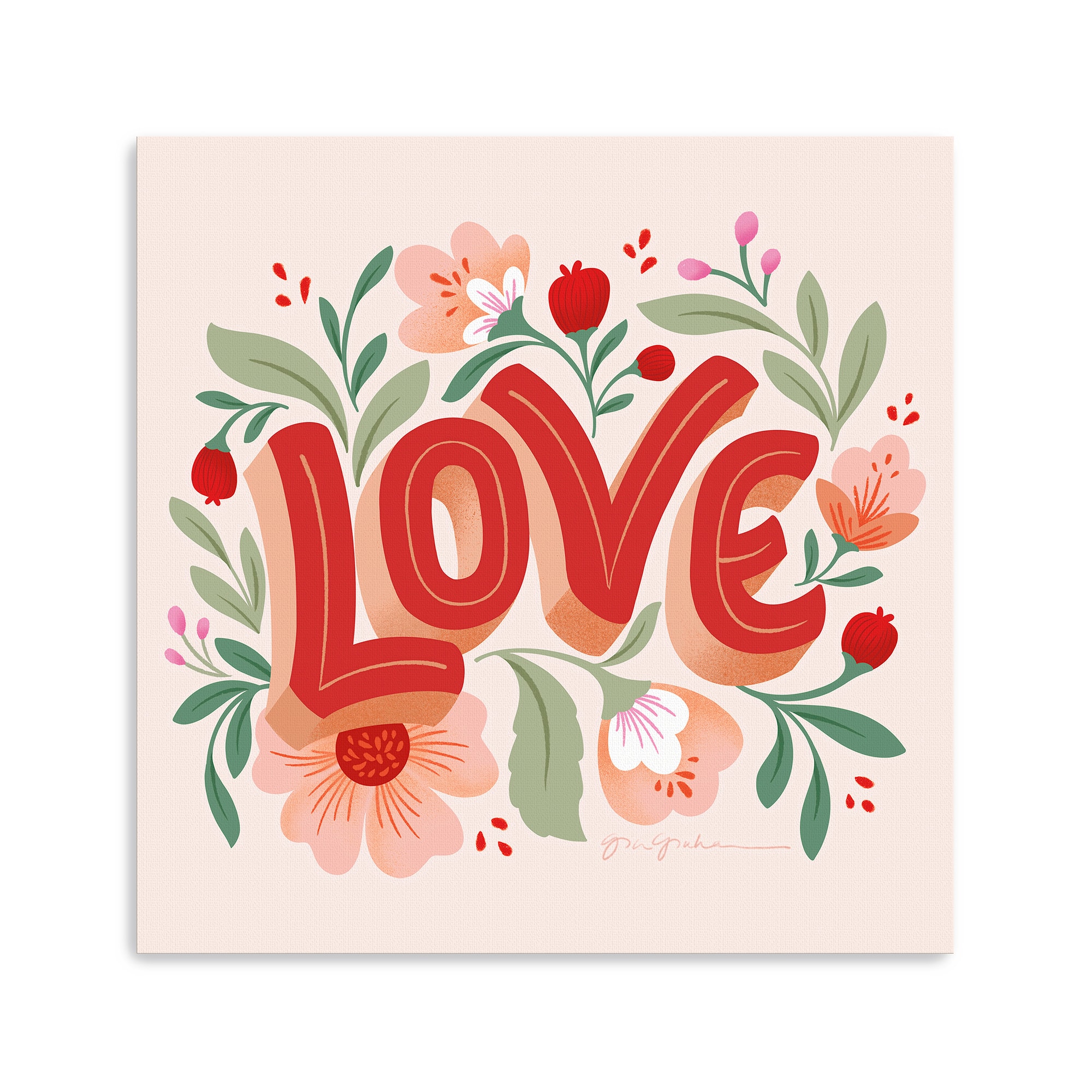 Love I Pink Canvas Giclée Art