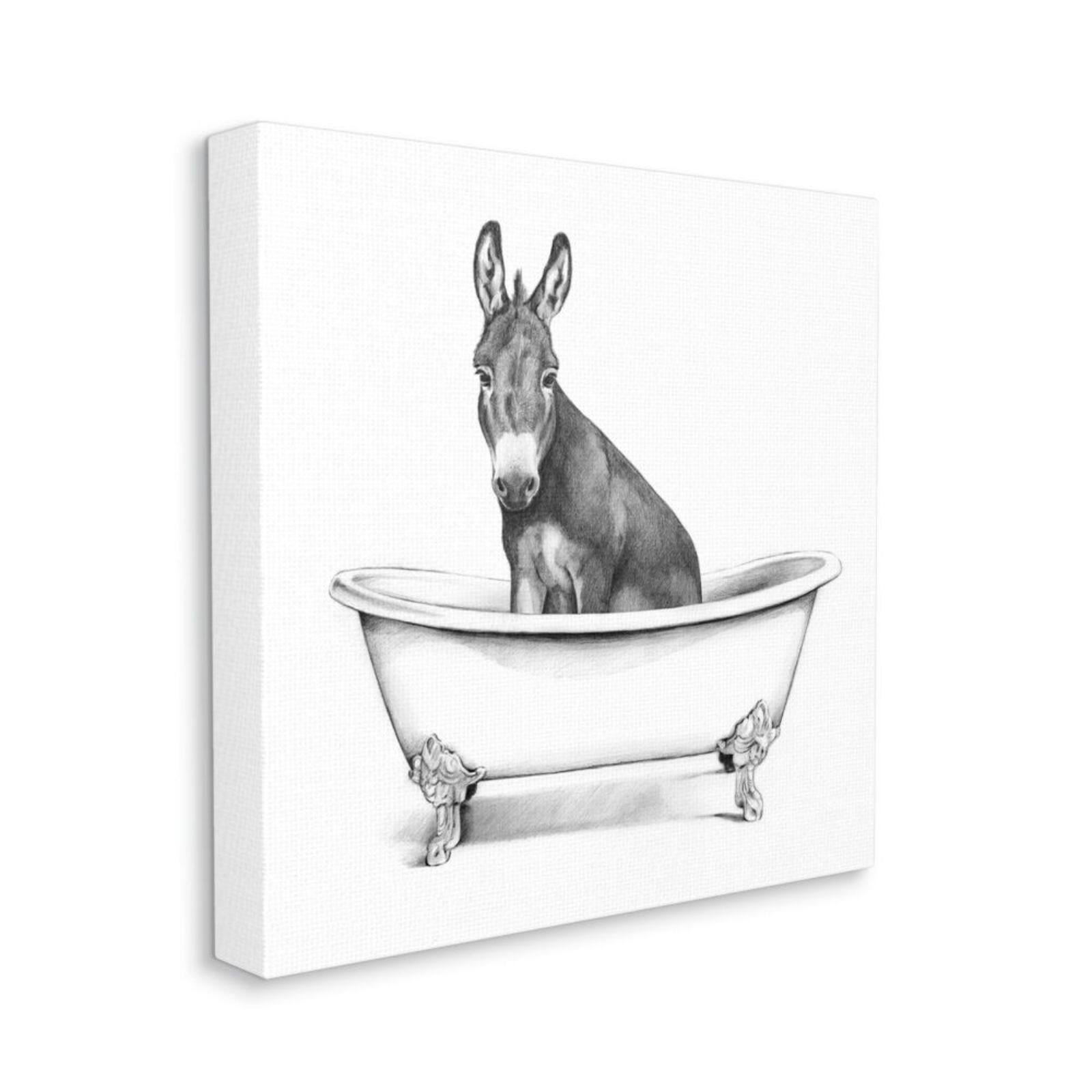 Stupell Industries Donkey in Bathtub Canvas Wall Art