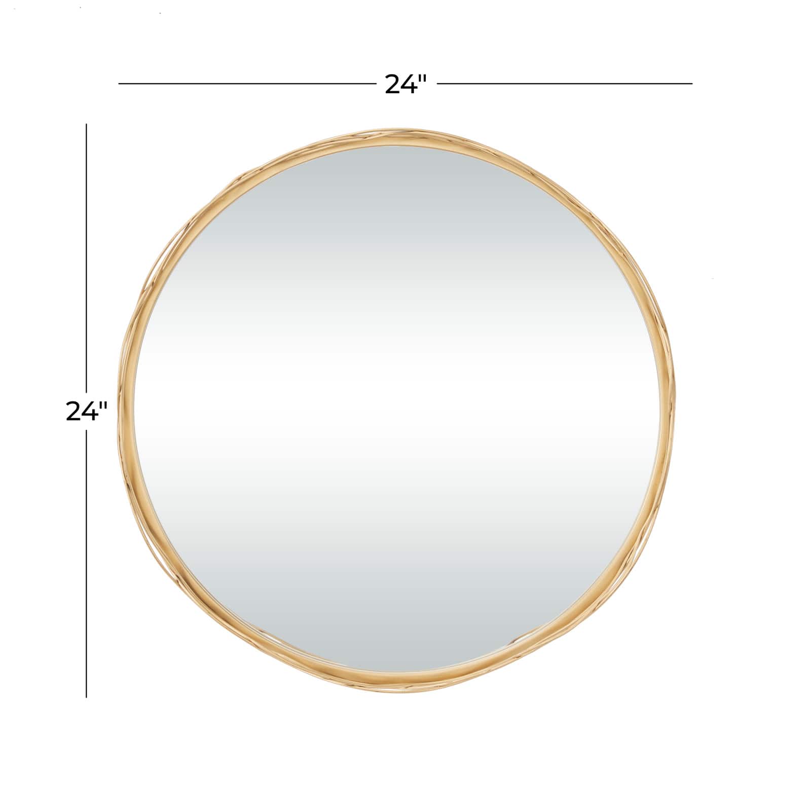 Gold Metal Glam Wall Mirror, Set of  24" x 24" x 3"