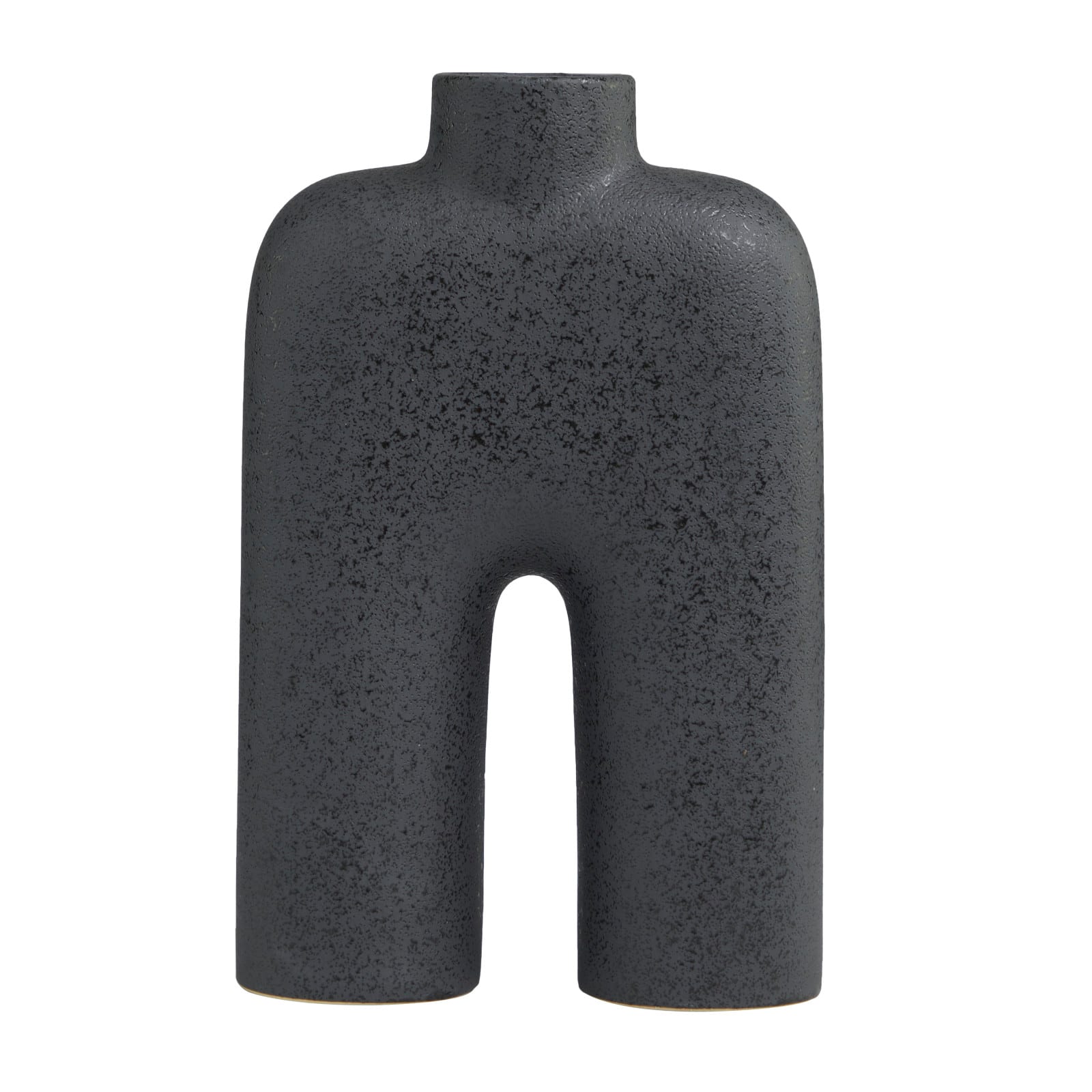 13" Black Ceramic Arched Abstract Vase