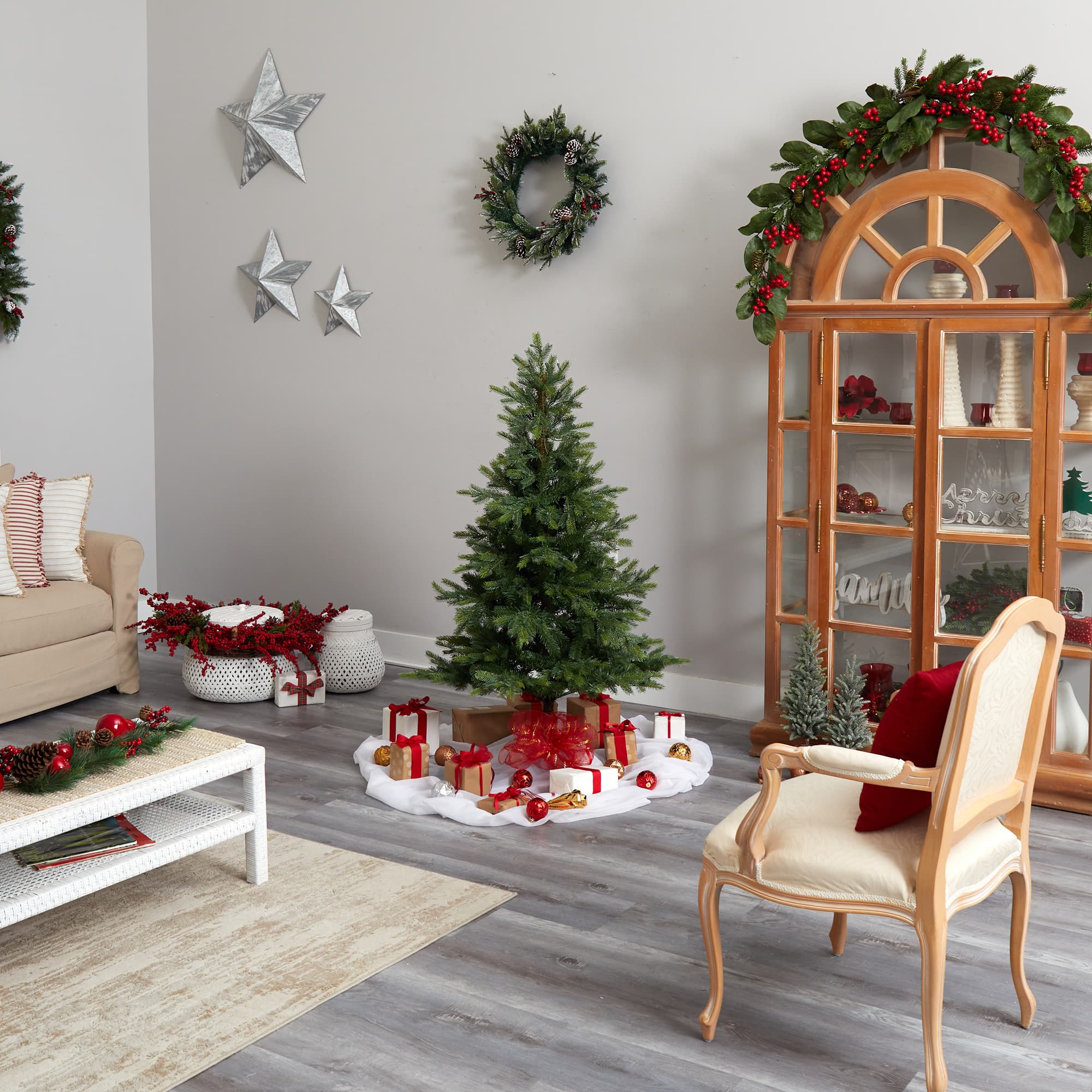 5ft. Pre-Lit North Carolina Spruce Artificial Christmas Tree, Clear LED Lights