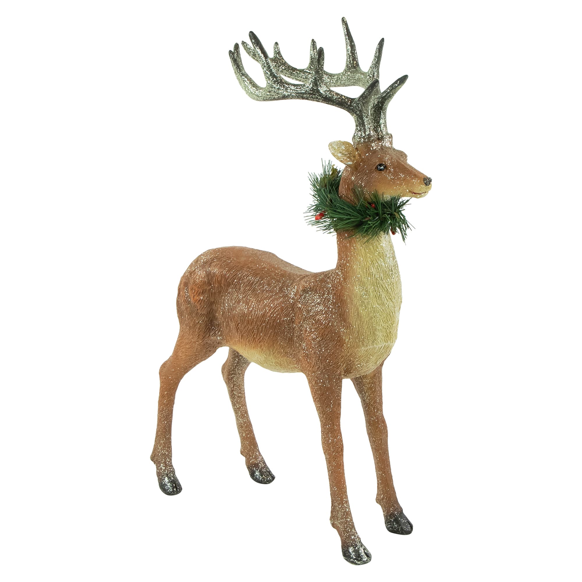 15.5" Glittered Brown Standing Christmas Decoration