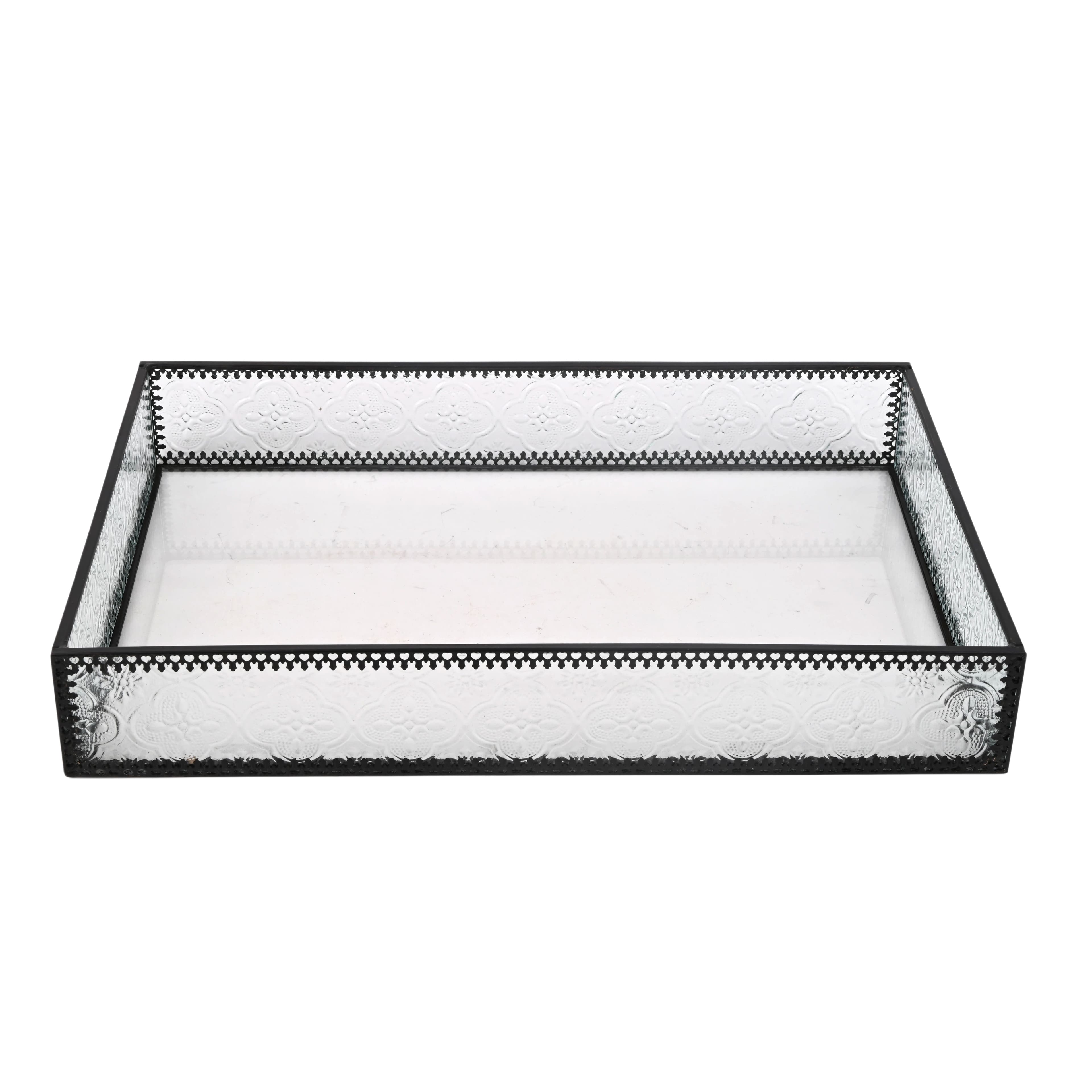 12" Clear Etched Rectangle Glass Tray by Ashland®