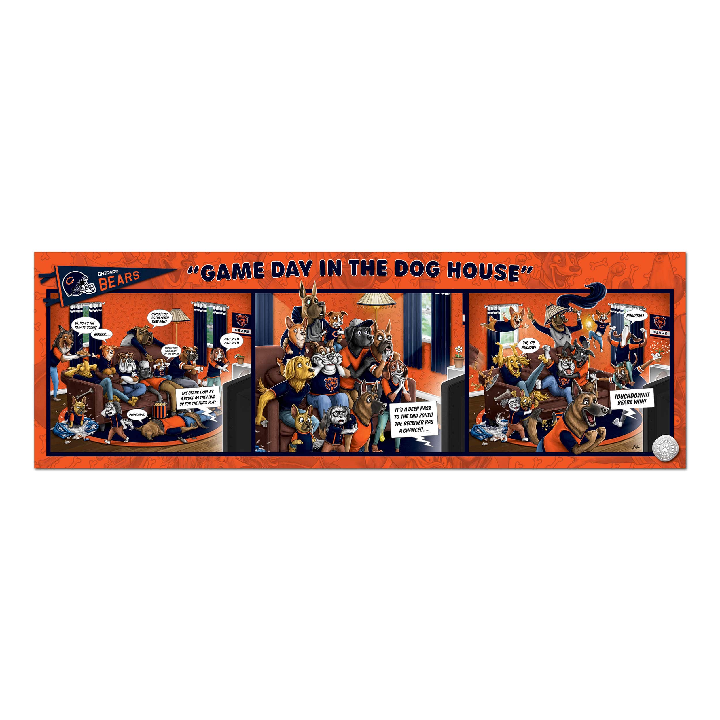 NFL Game Day in the Dog House 1,000 Piece Puzzle