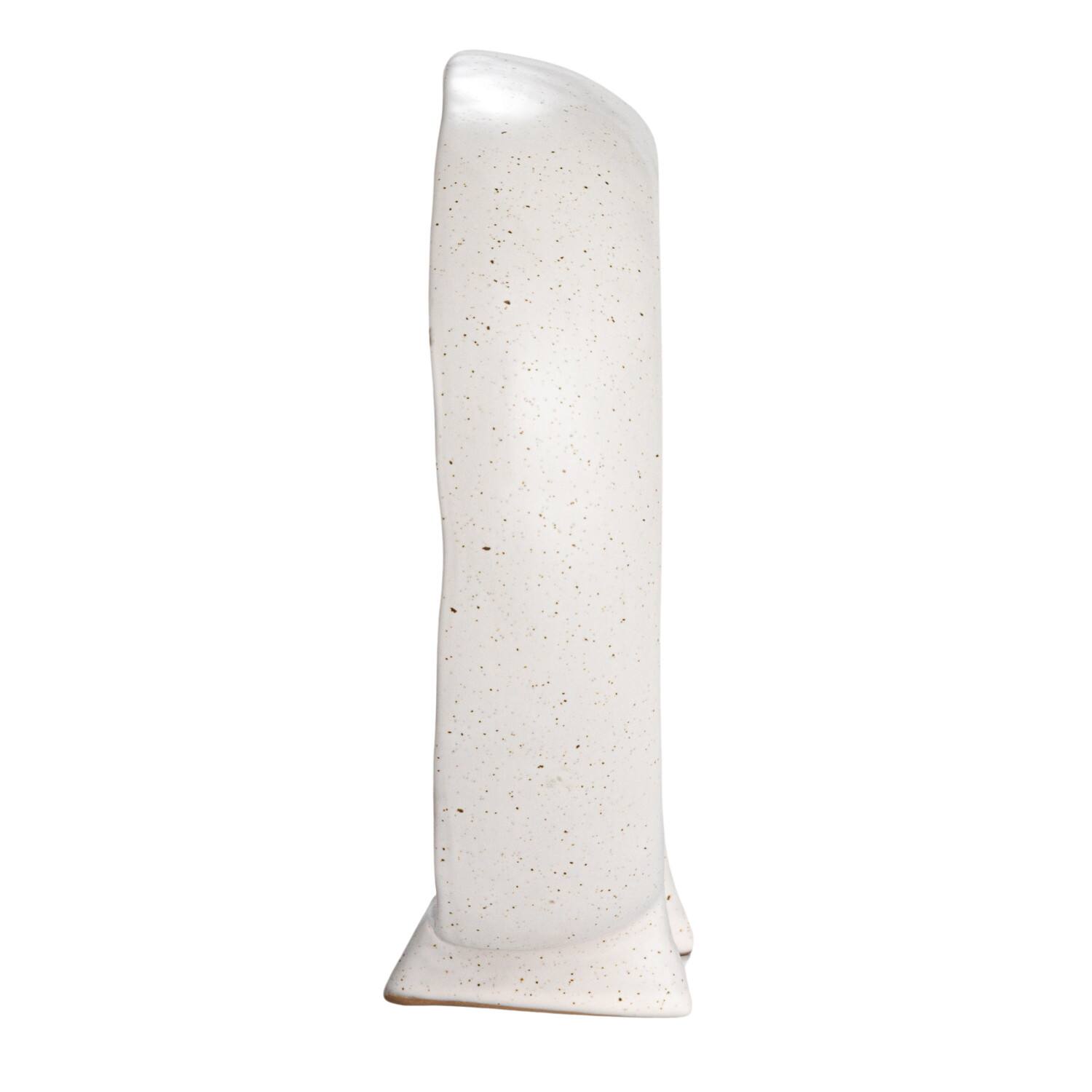 Hello Honey® 8.5" Cream Stoneware Footed Shelf with 4 Compartments & Attached Vase with Reactive Glaze