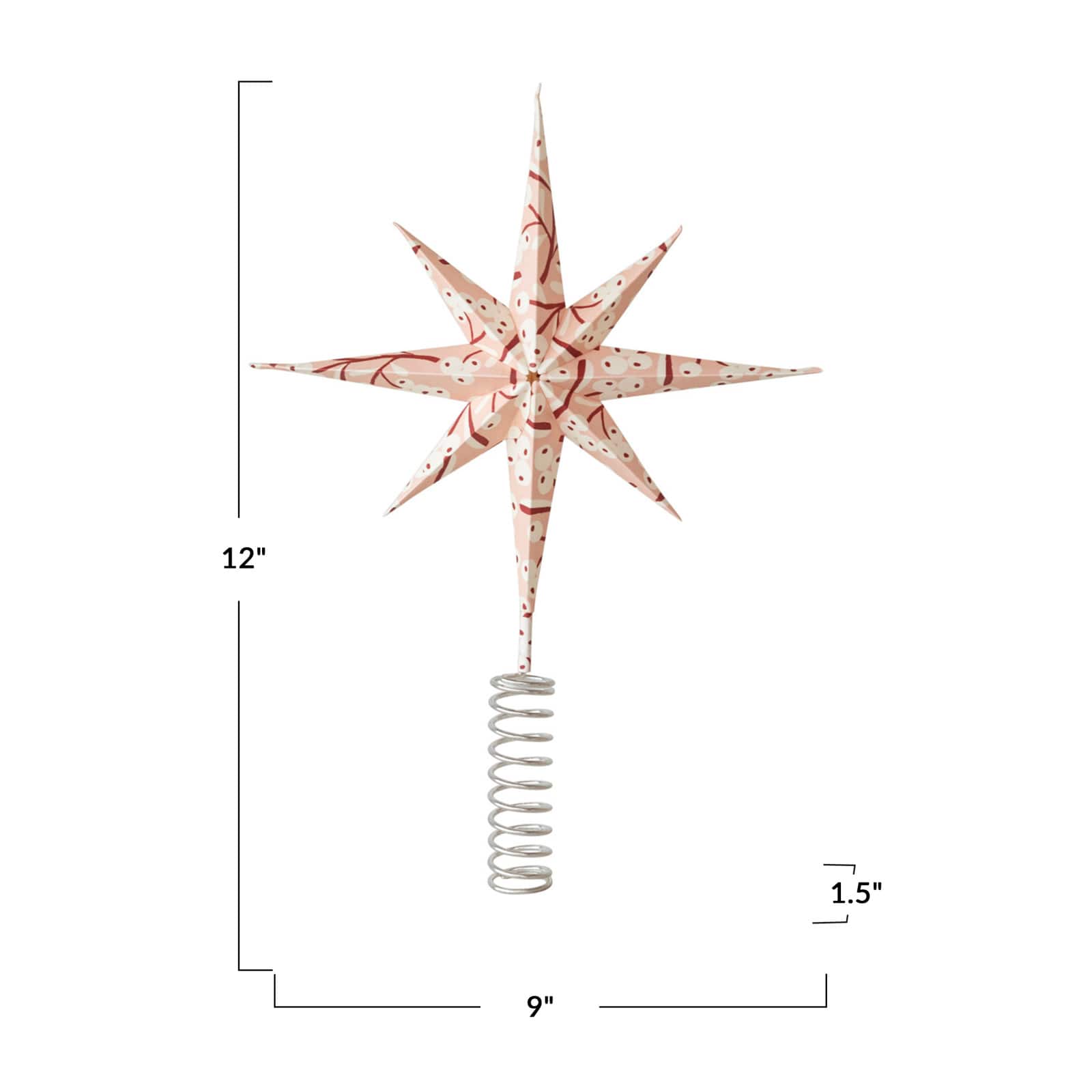 Hello Honey® 12" Paper & Metal Star Tree Topper with Berry Pattern