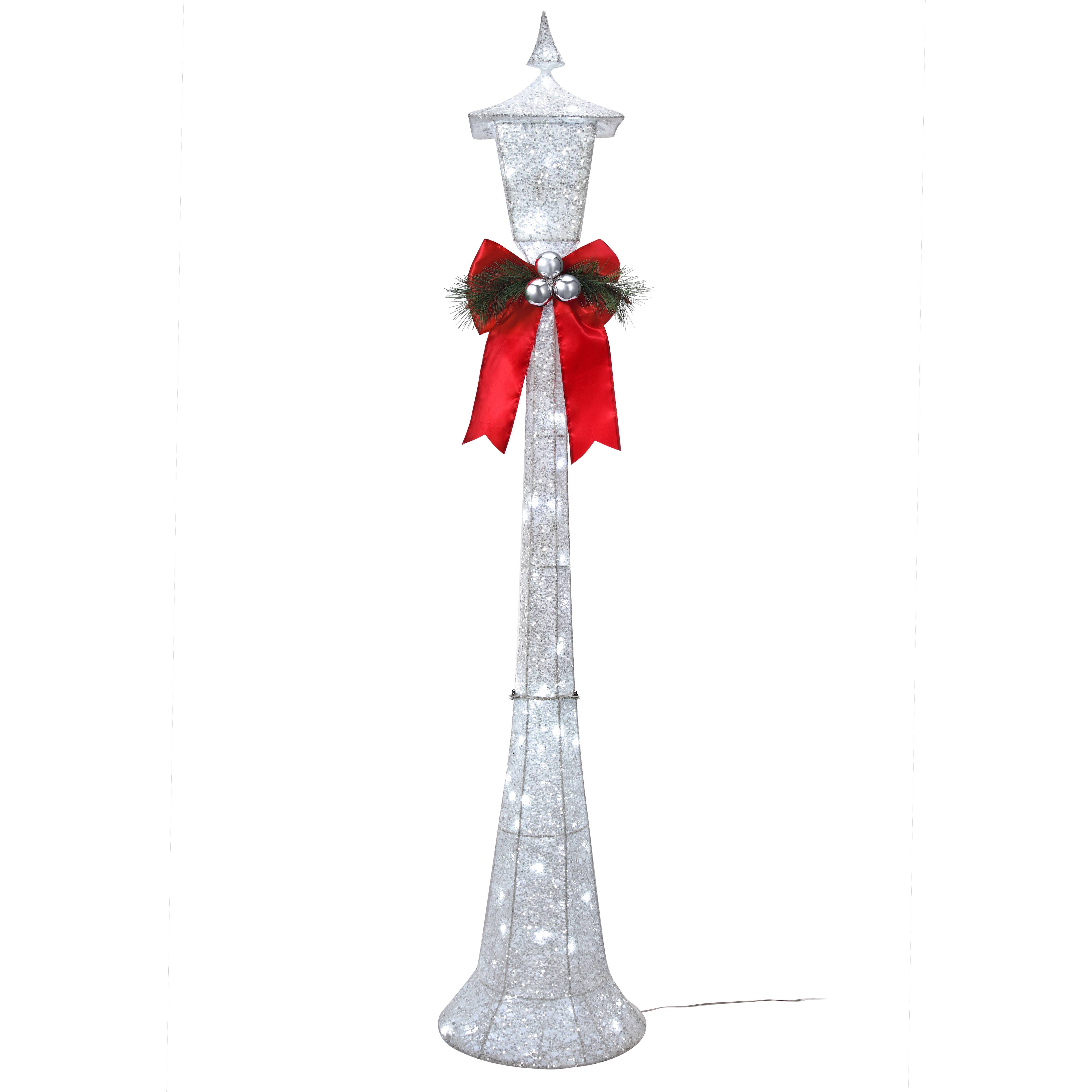 Haute Decor 60" White Victorian Lamppost Pre-Lit LED Christmas Yard Décor