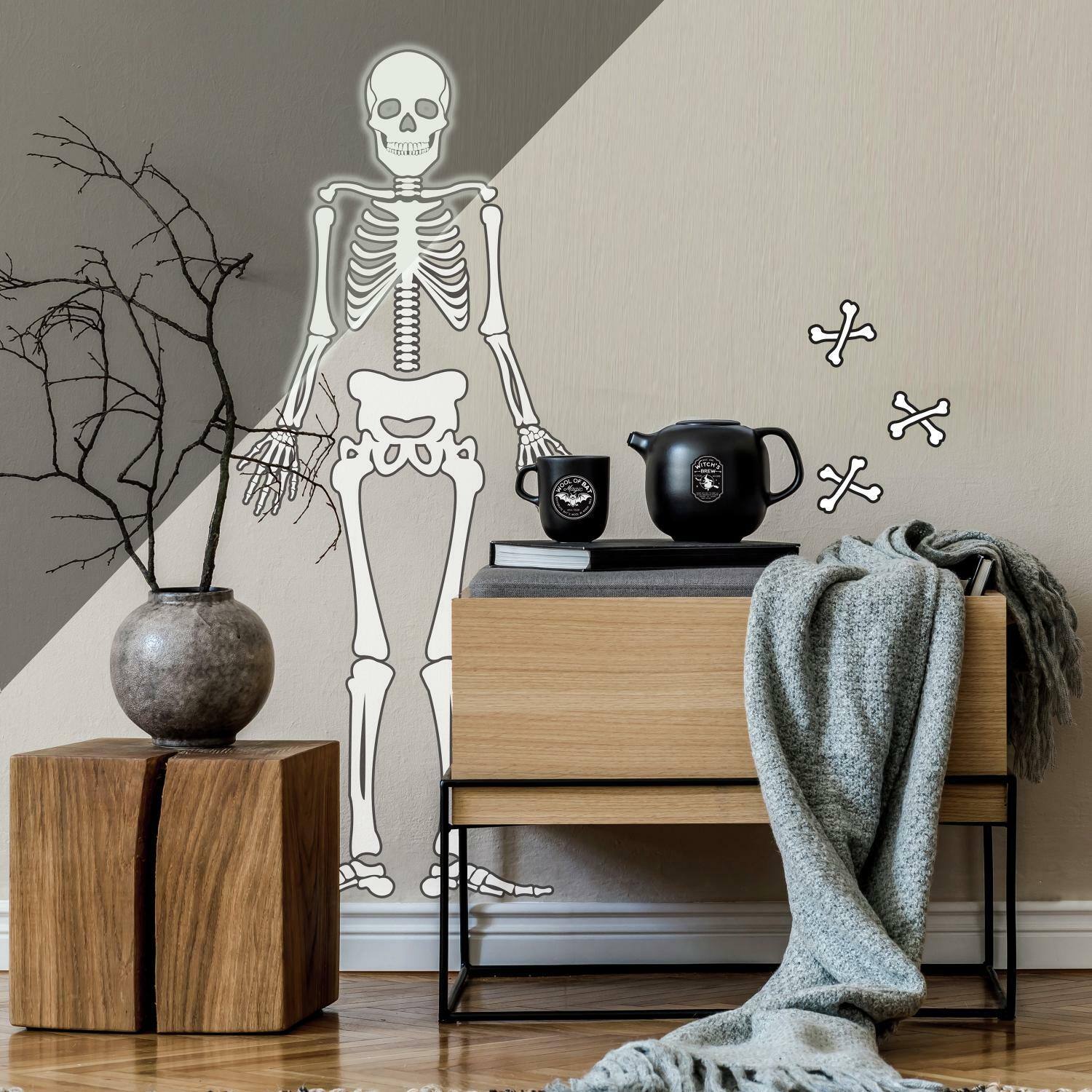 RoomMates Glow In The Dark Skeleton Peel & Stick Giant Decals