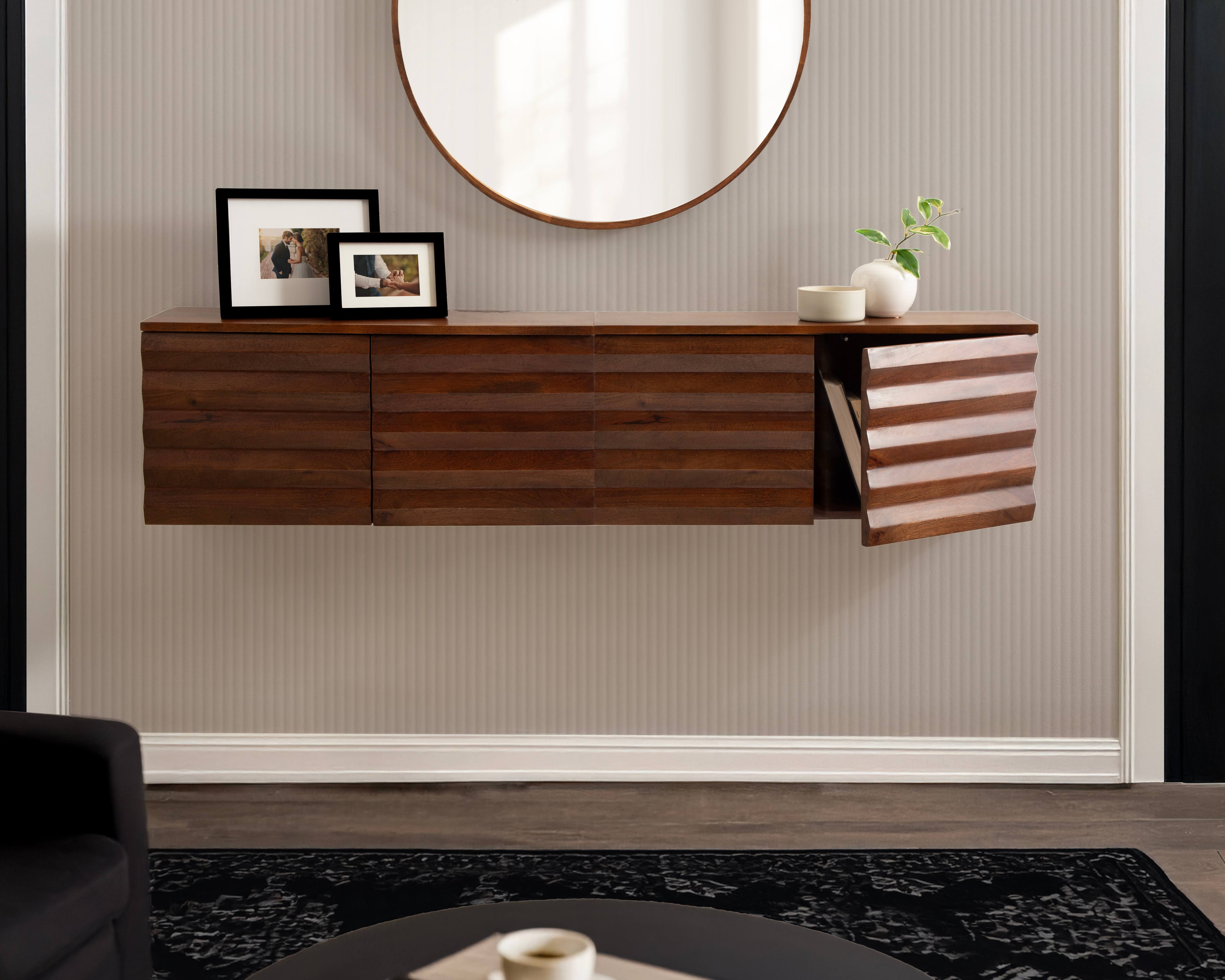 Kate and Laurel Semsa Two-Door Floating Wall Cabinet