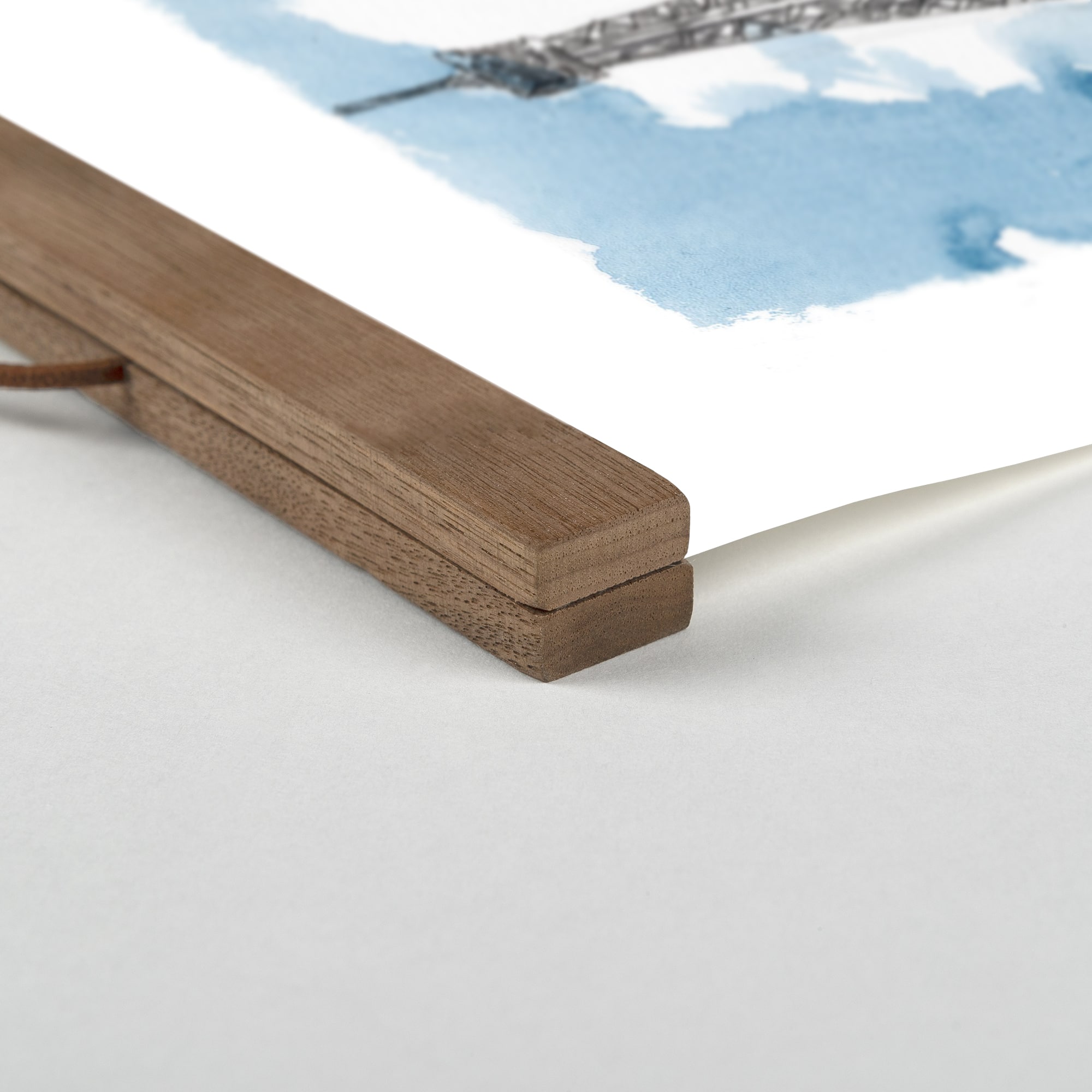 Parisian City Sketch Teak Hanging Canvas