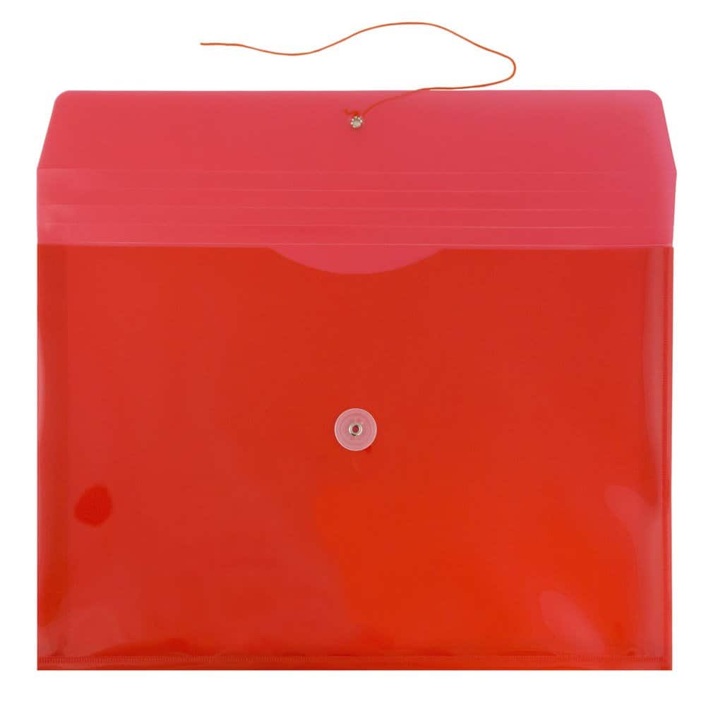 JAM Paper 9.75" x 14.5" Button & String Tie Closure Plastic Envelopes, 12ct.