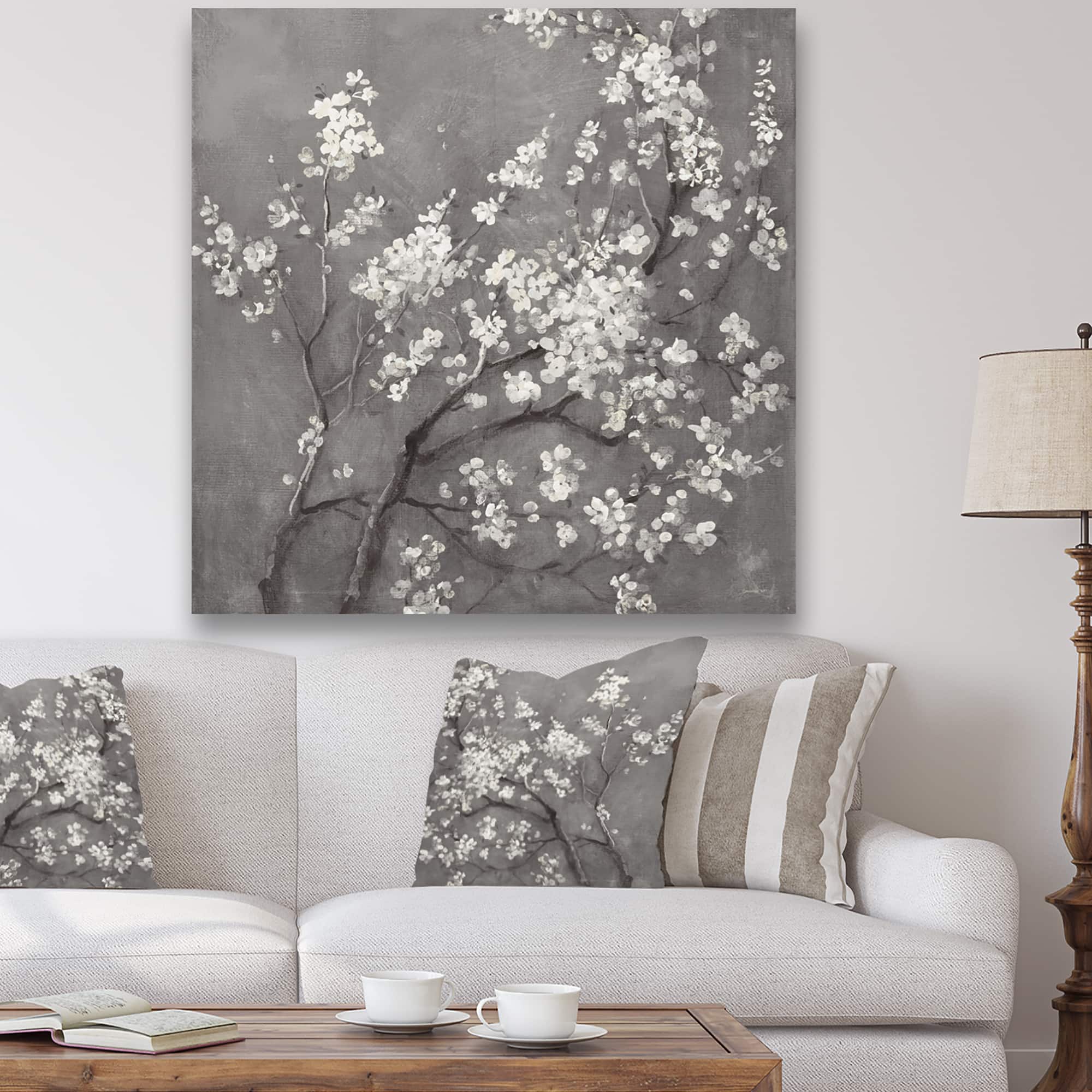 Designart - White Cherry Blossoms I - Traditional Gallery-wrapped Canvas