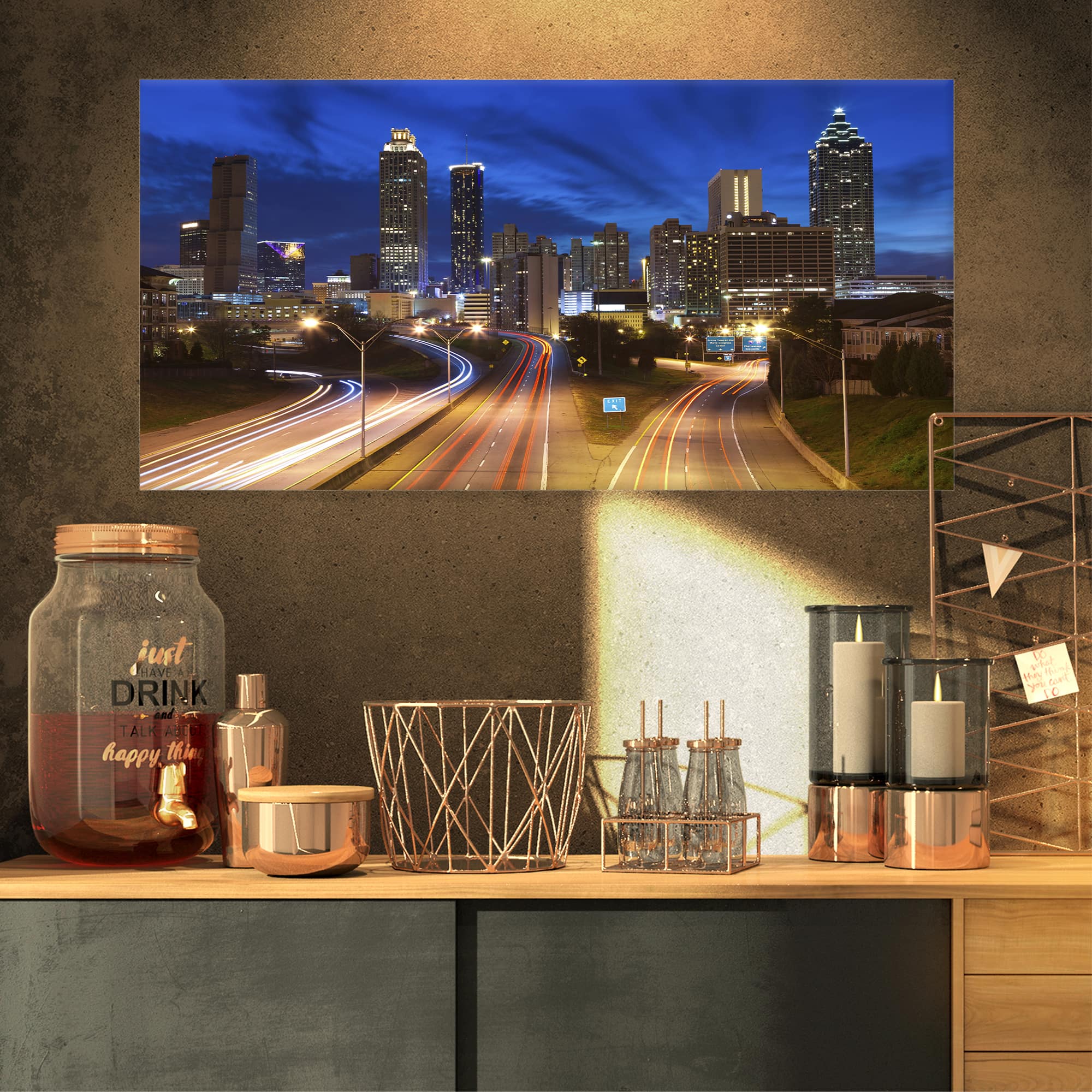Designart - Atlanta Skyline Twilight Blue Hour - Cityscape Canvas Print