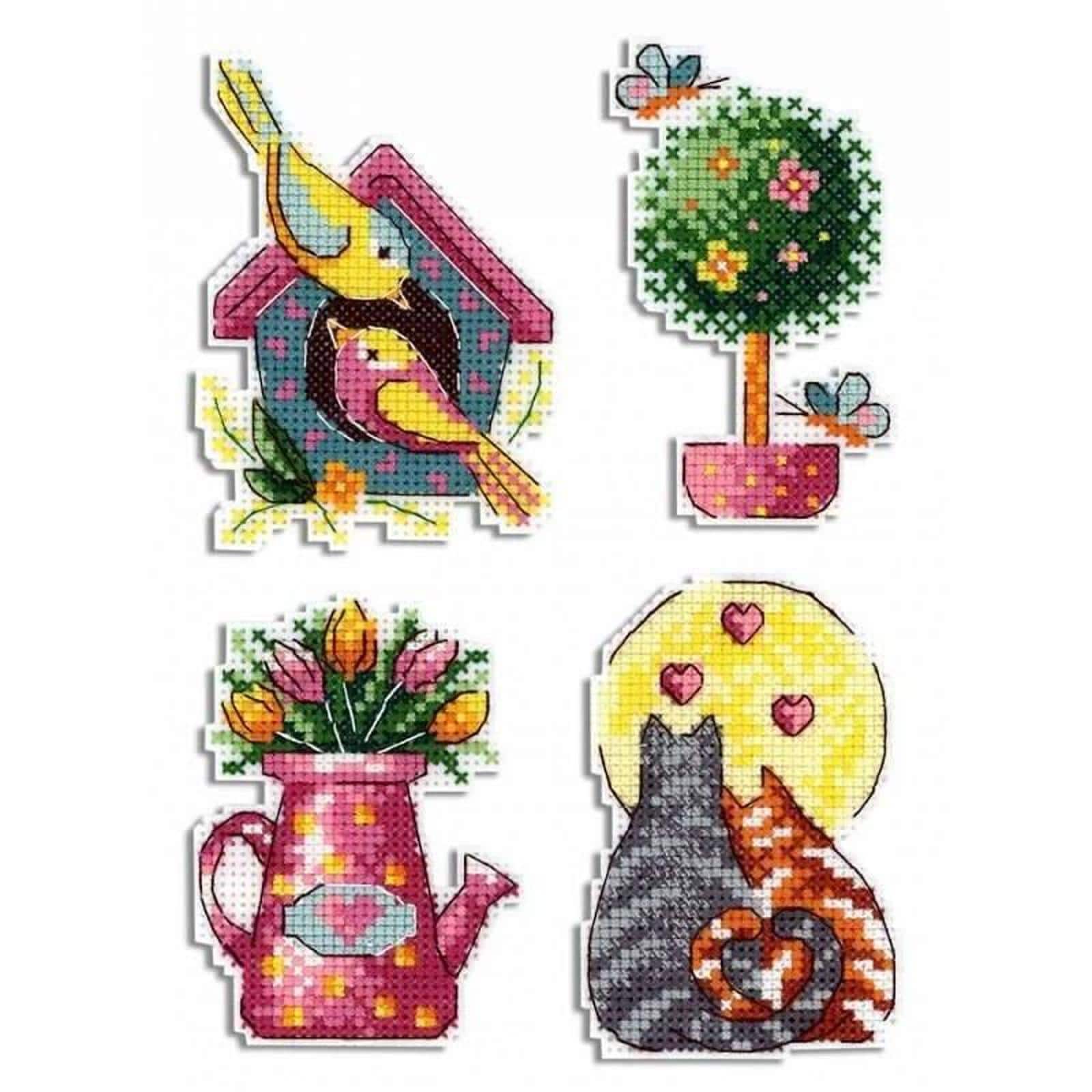 MP Studia Spring Magnets Plastic Canvas Counted Cross Stitch Kit