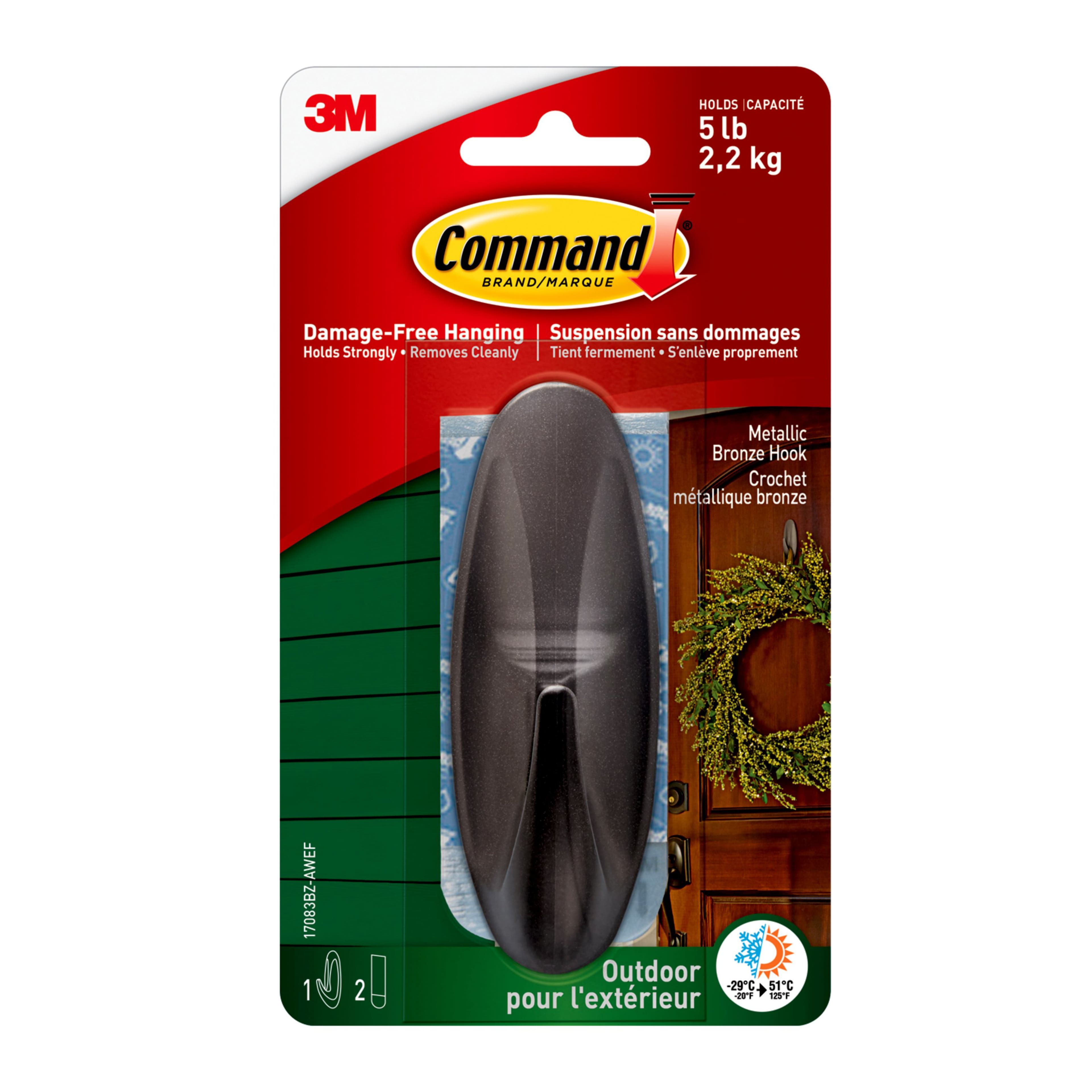 12 Pack: Command™ Large Metallic Bronze Outdoor Designer Hook