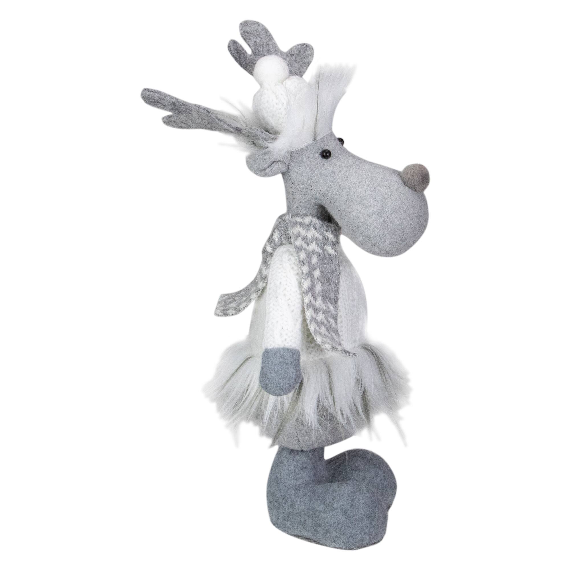 12.5'' Gray and White Standing Moose Tabletop Christmas Decoration