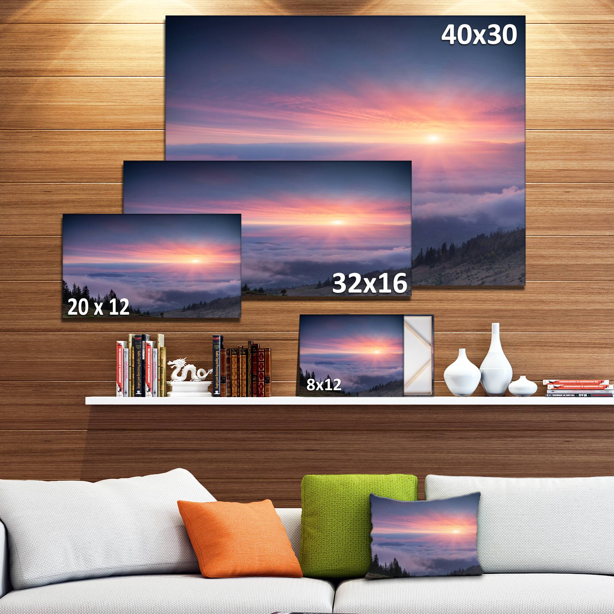 Designart - Sunrise in Purple Sky Over Mountains