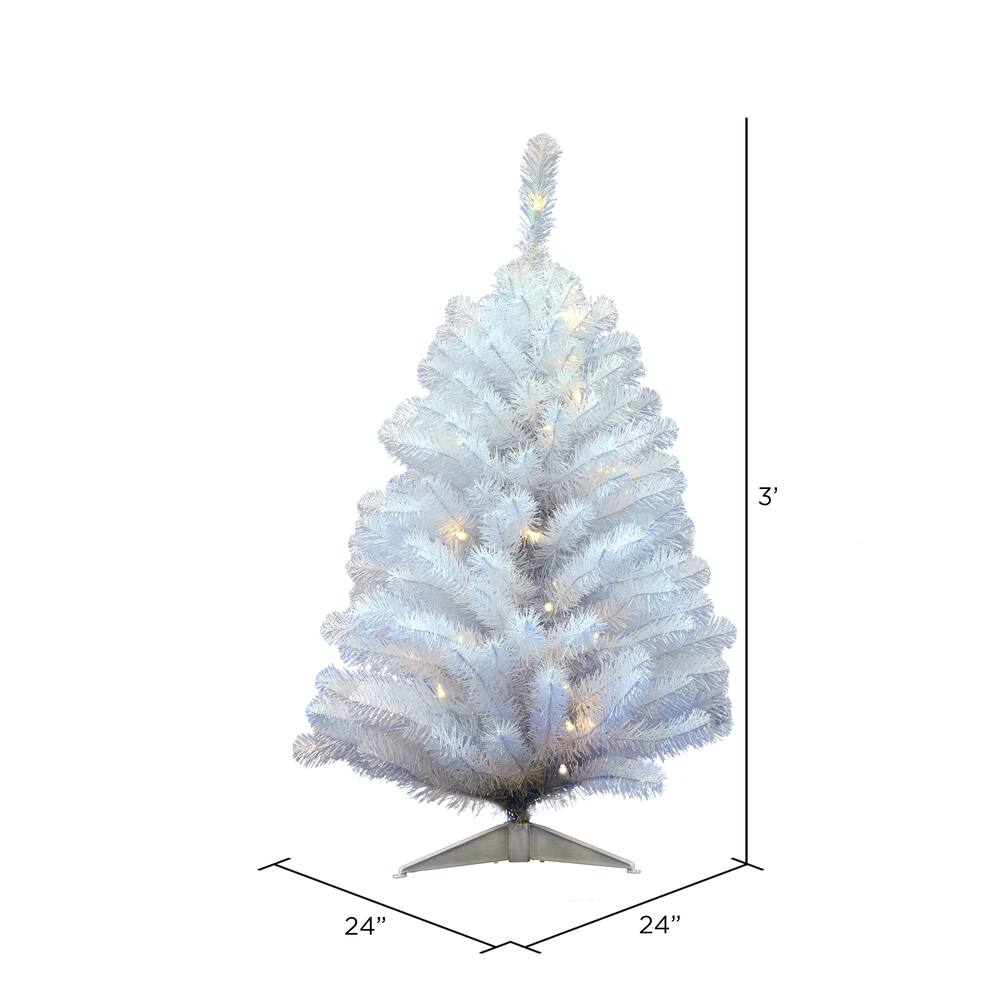 3ft. Pre-Lit Crystal White Spruce Artificial Christmas Tree, Warm White LED Lights