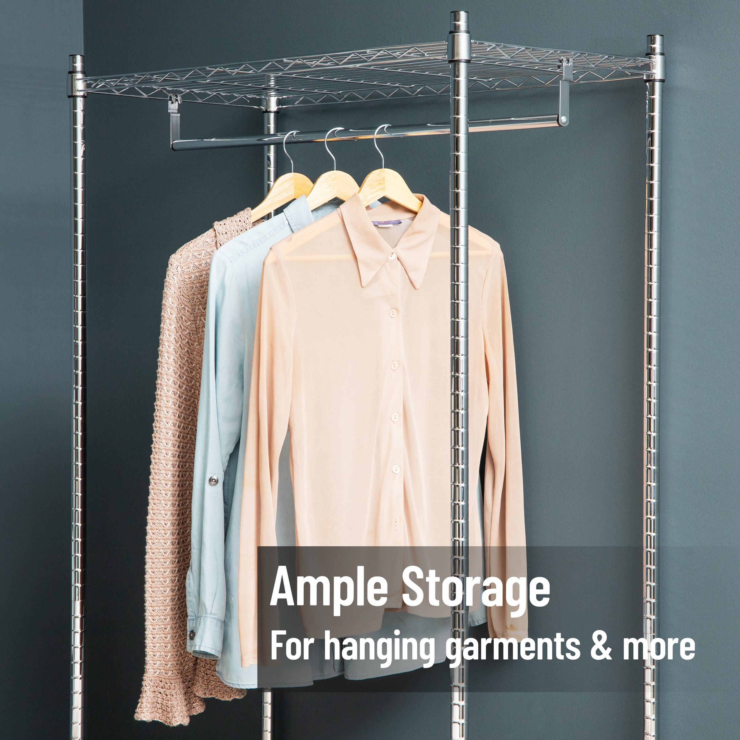 Mind Reader Heavy Duty Rolling Garment Rack with Adjustable Bar, Chrome