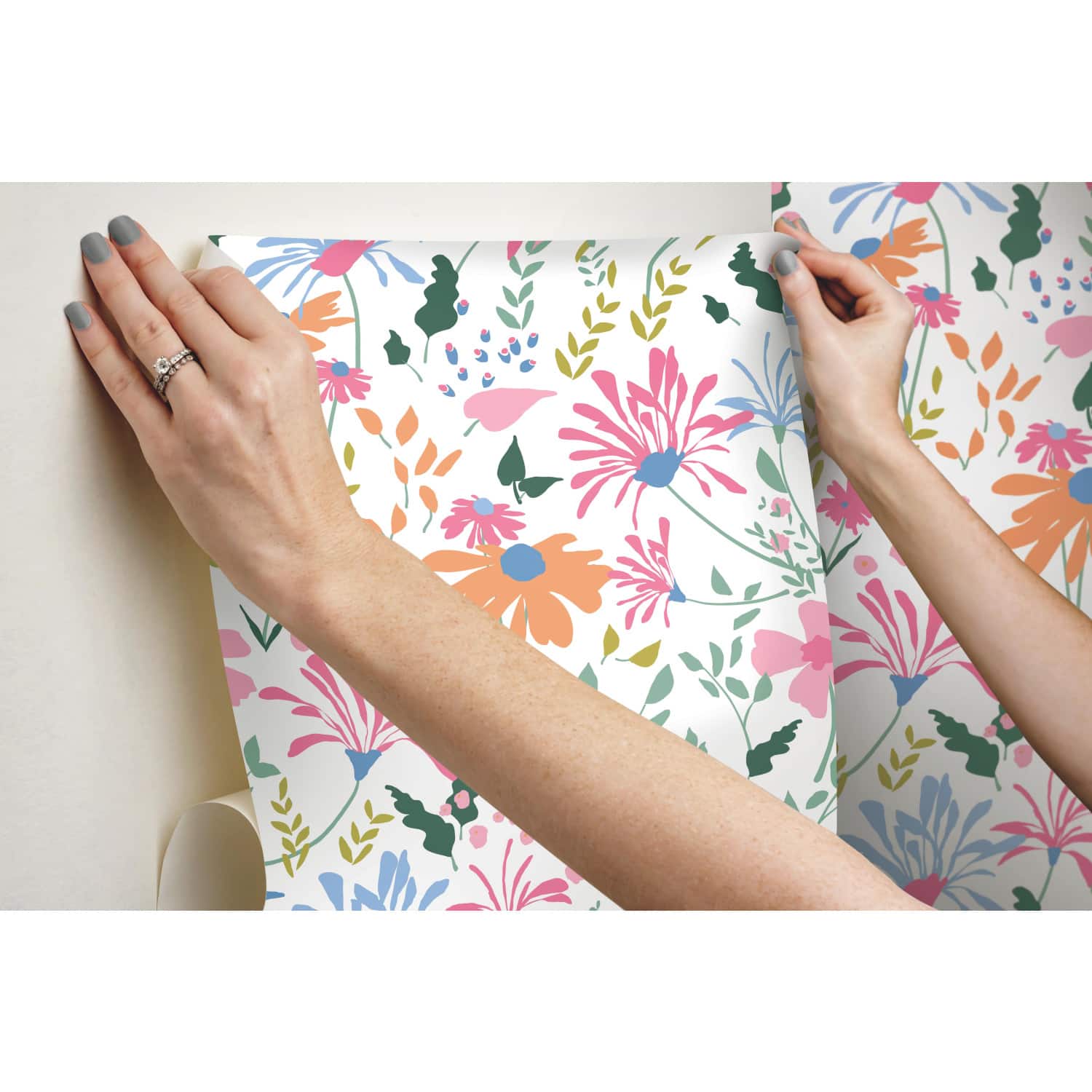 RoomMates Pink Bella Garden Peel & Stick Wallpaper