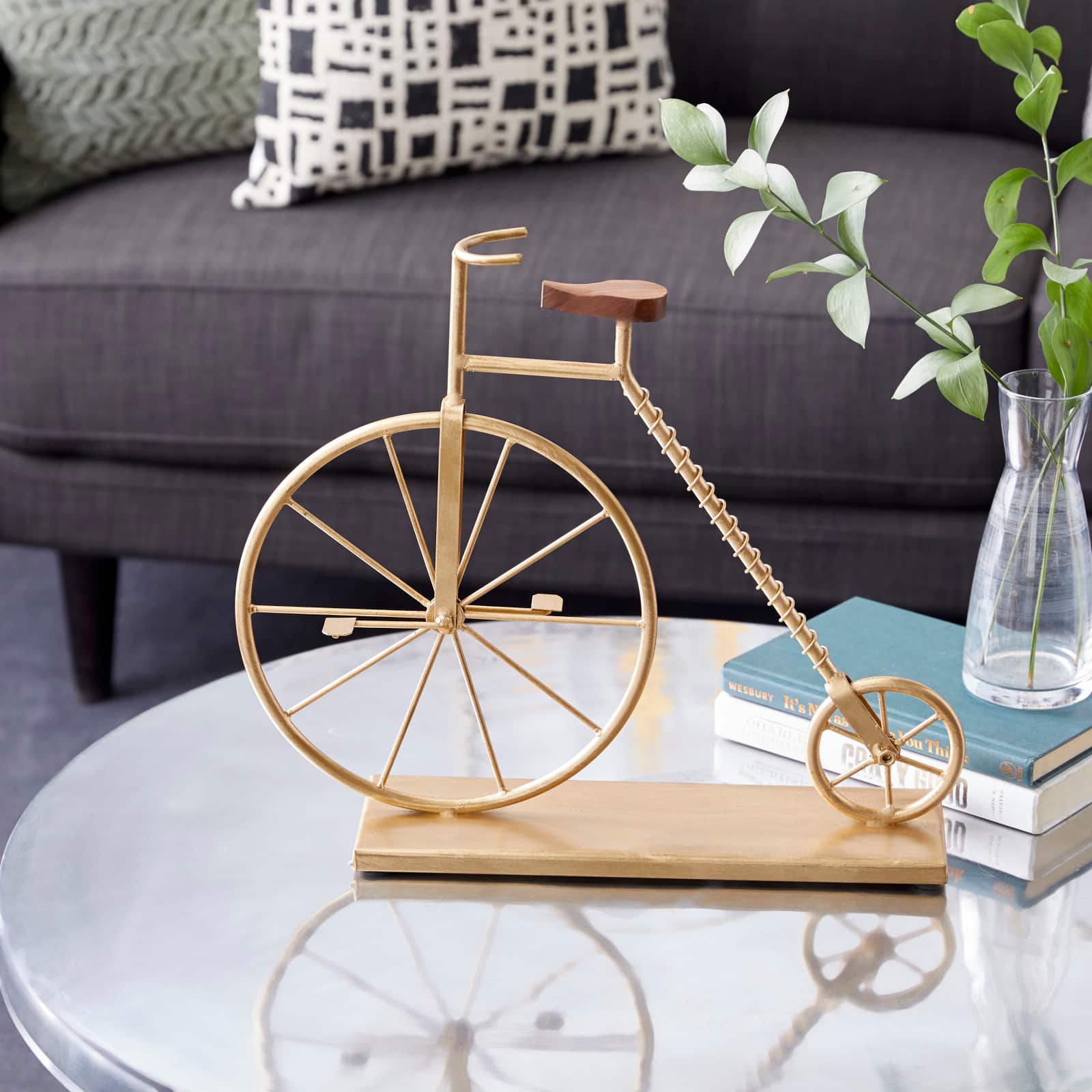 17" Gold Metal Traditional Bicycle Sculpture