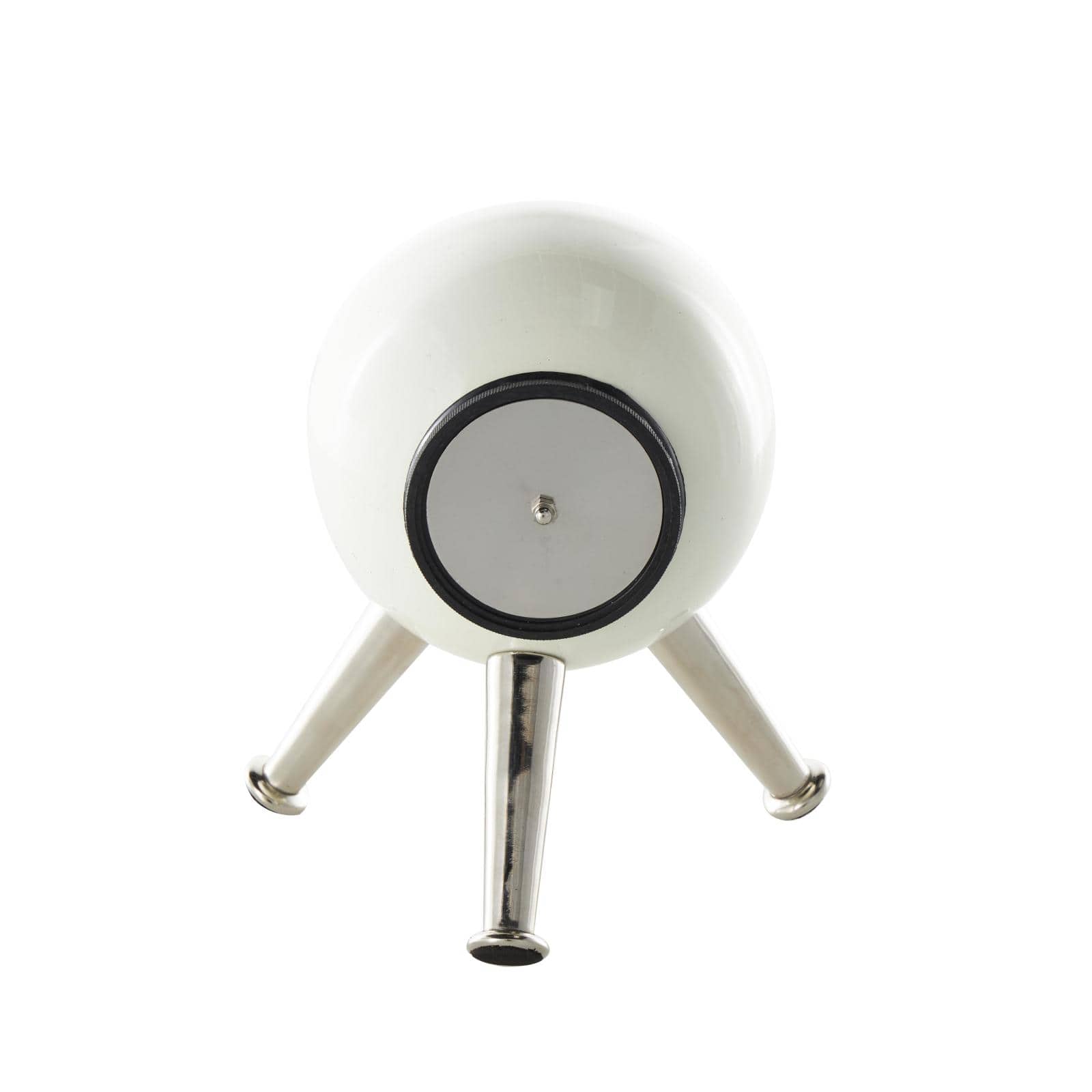 8.5" Silver Orb Metal Clock with Black Clockface & Silver Tripod Legs
