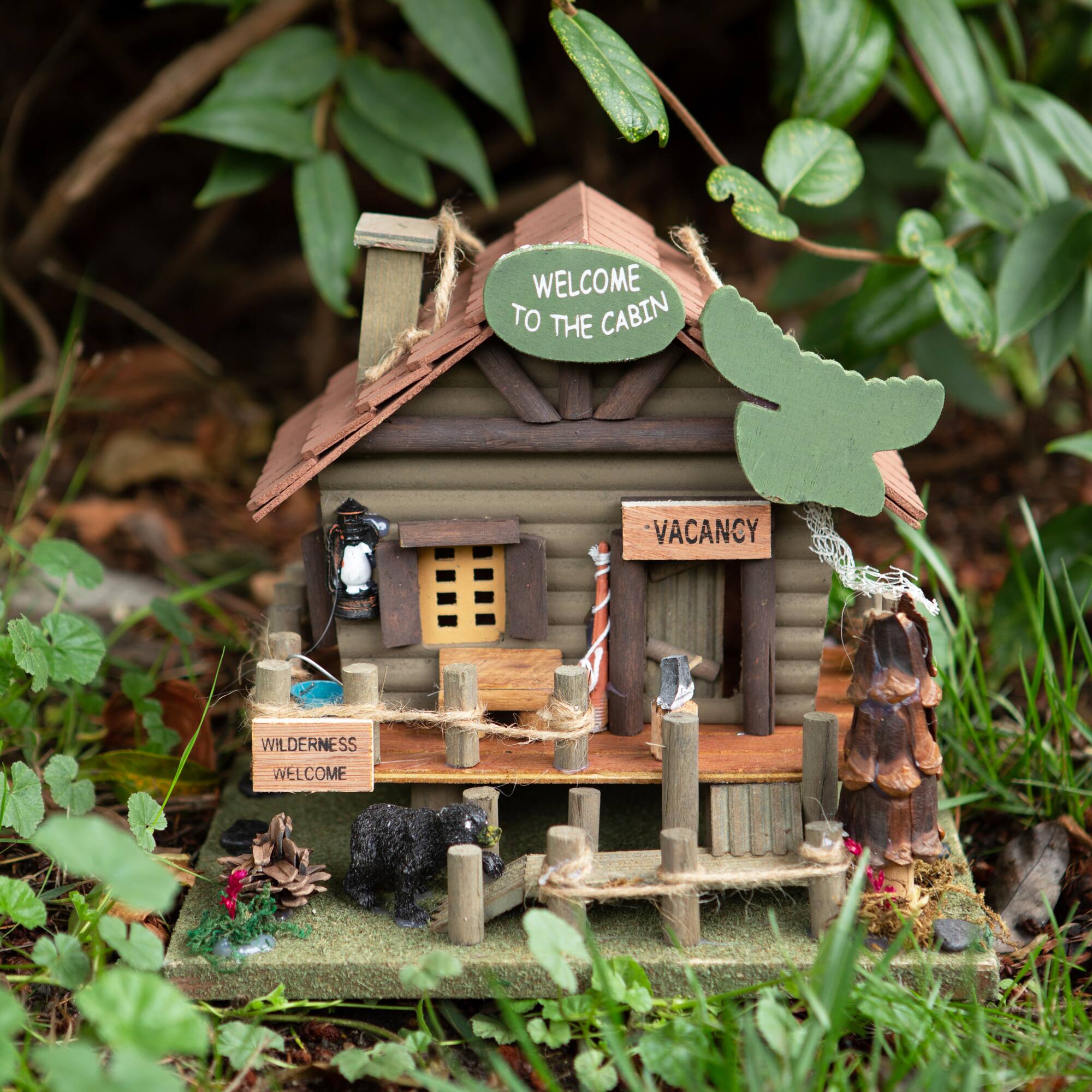 10.25" Rustic Woodland Cabin Birdhouse