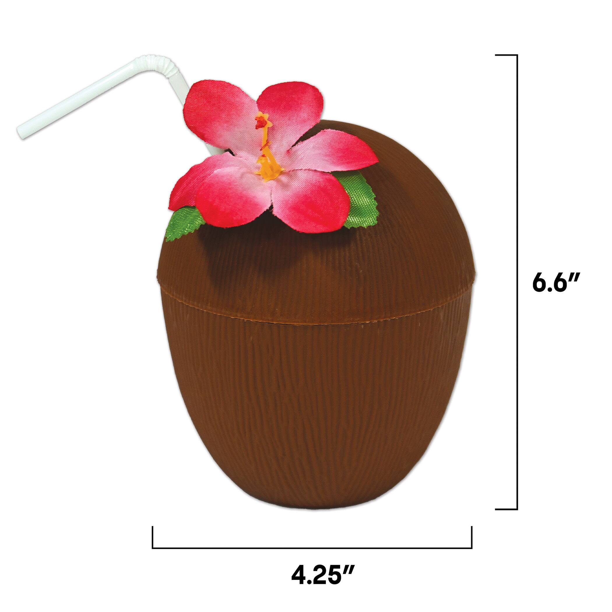 Beistle 16oz. Plastic Coconut Cups with Straws, 2ct.