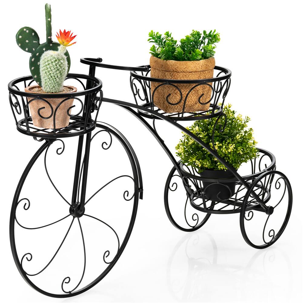 Costway Tricycle Plant Stand Flowerpot Cart Holder Parisian Style Displaying